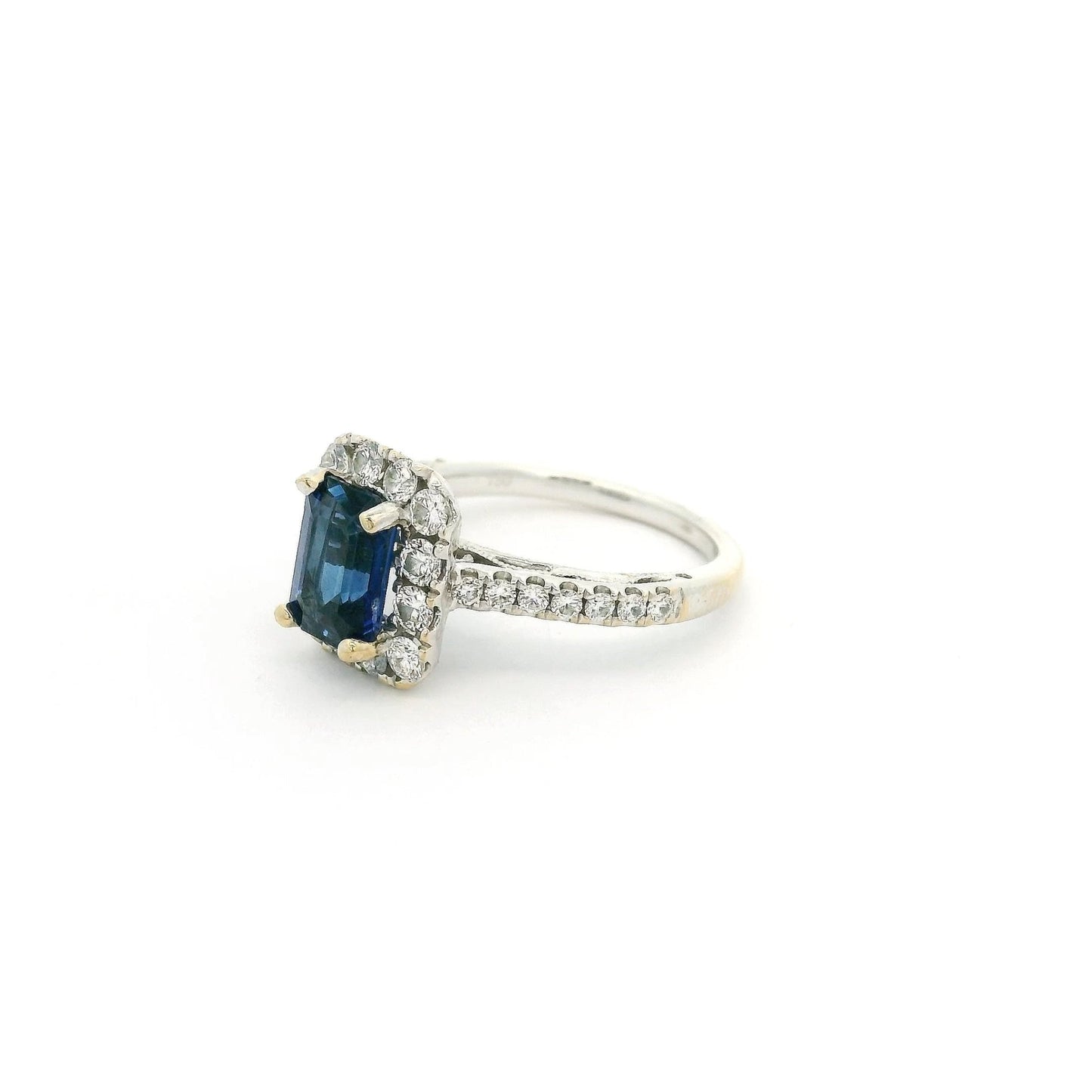 Emerald Cut Sapphire Ring With Diamond Halo - Forever Rox Fine Jewelry
