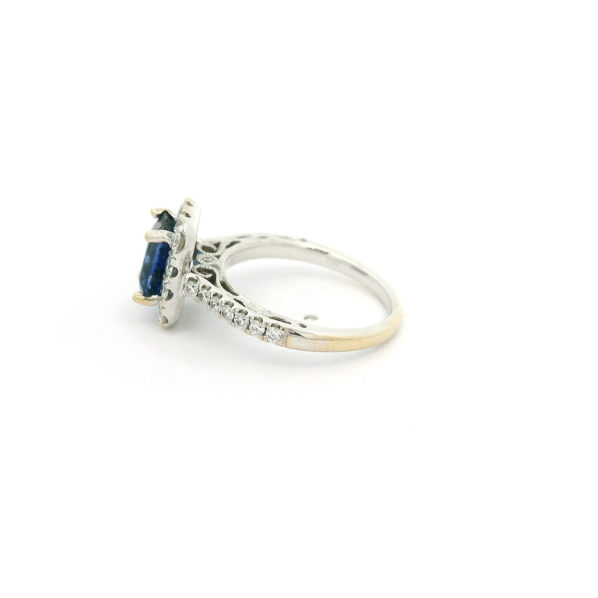 Emerald Cut Sapphire Ring With Diamond Halo - Forever Rox Fine Jewelry