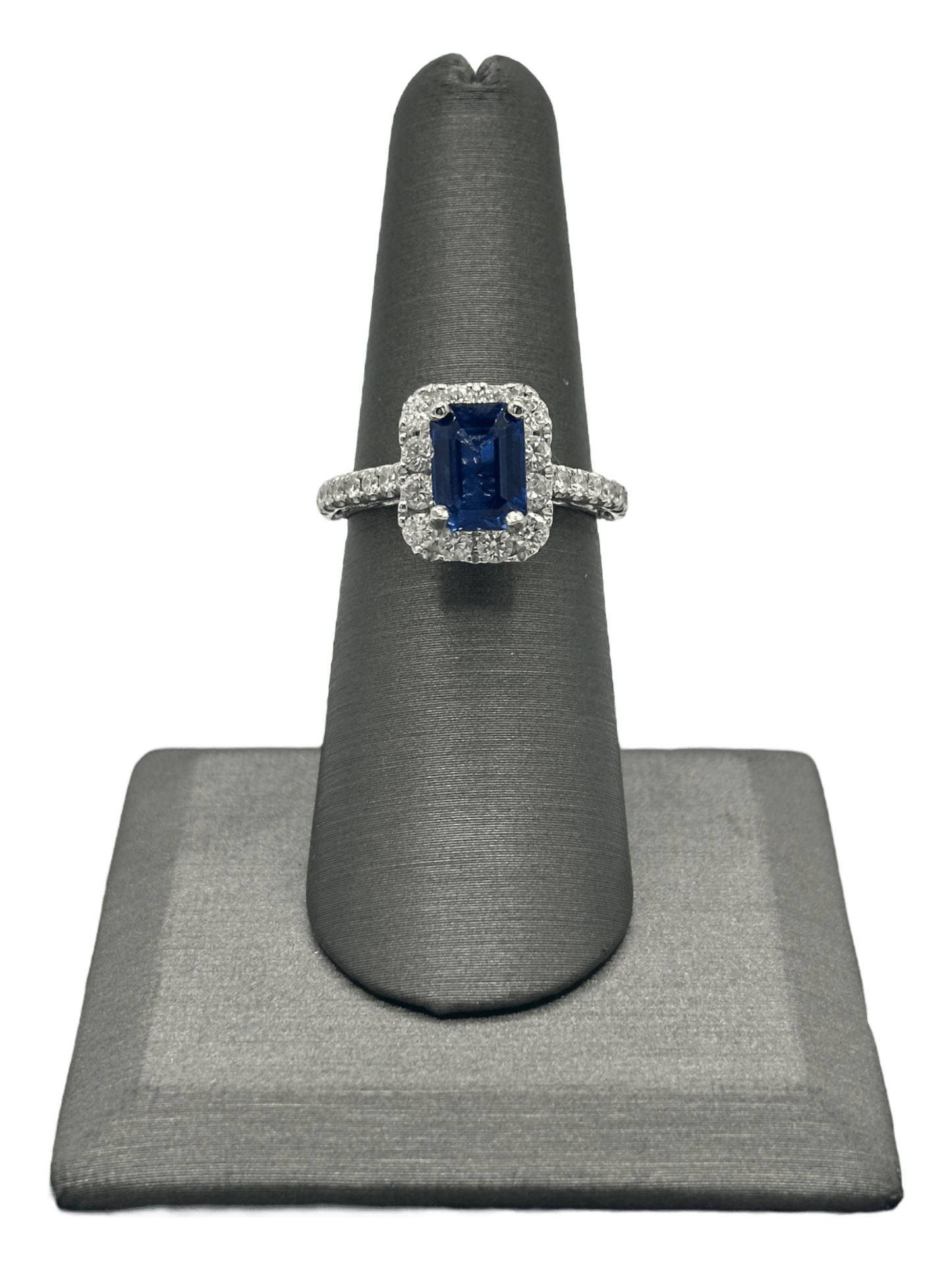 Emerald Cut Sapphire Ring With Diamond Halo - Forever Rox