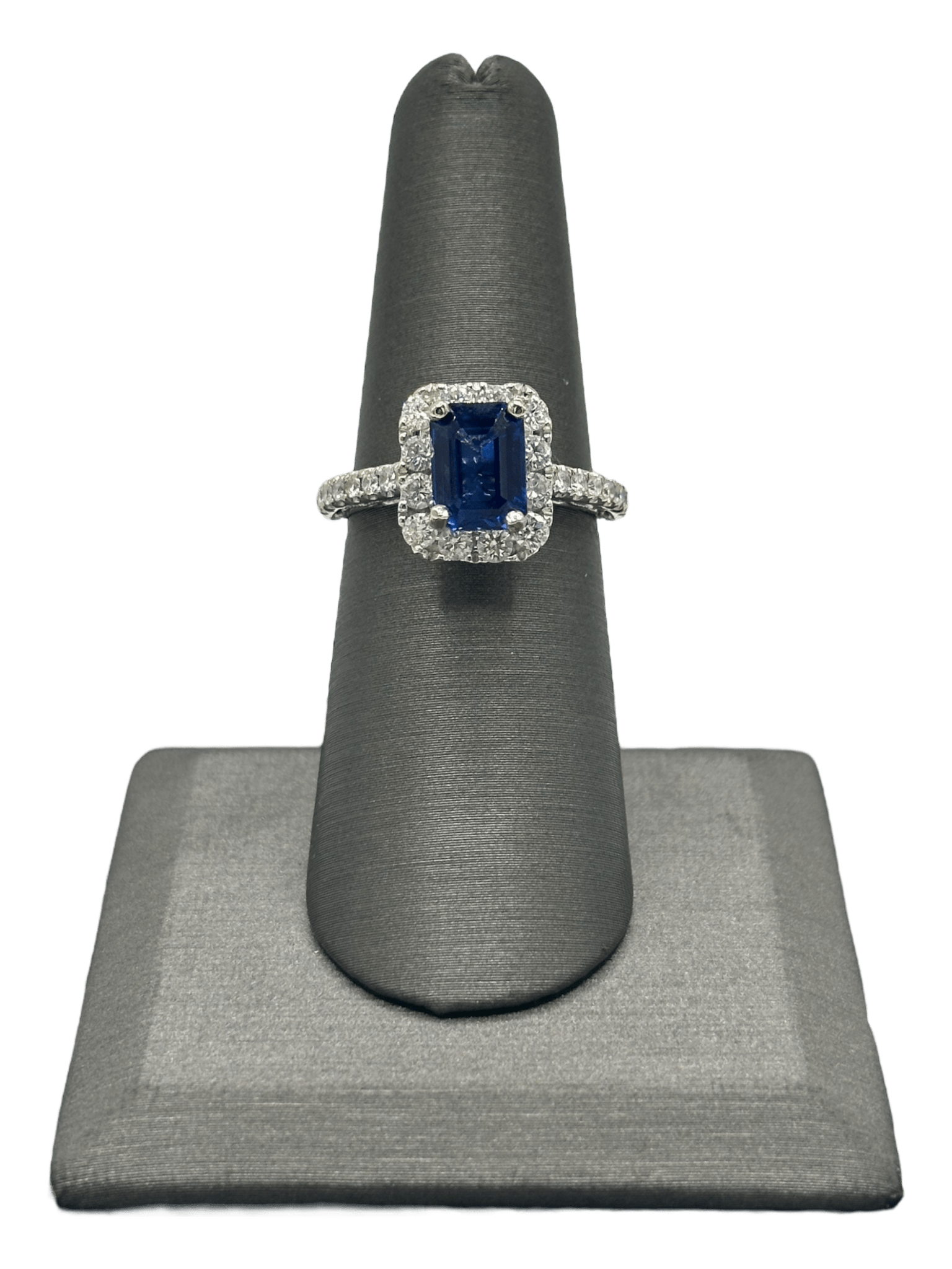 Emerald Cut Sapphire Ring With Diamond Halo - Forever Rox