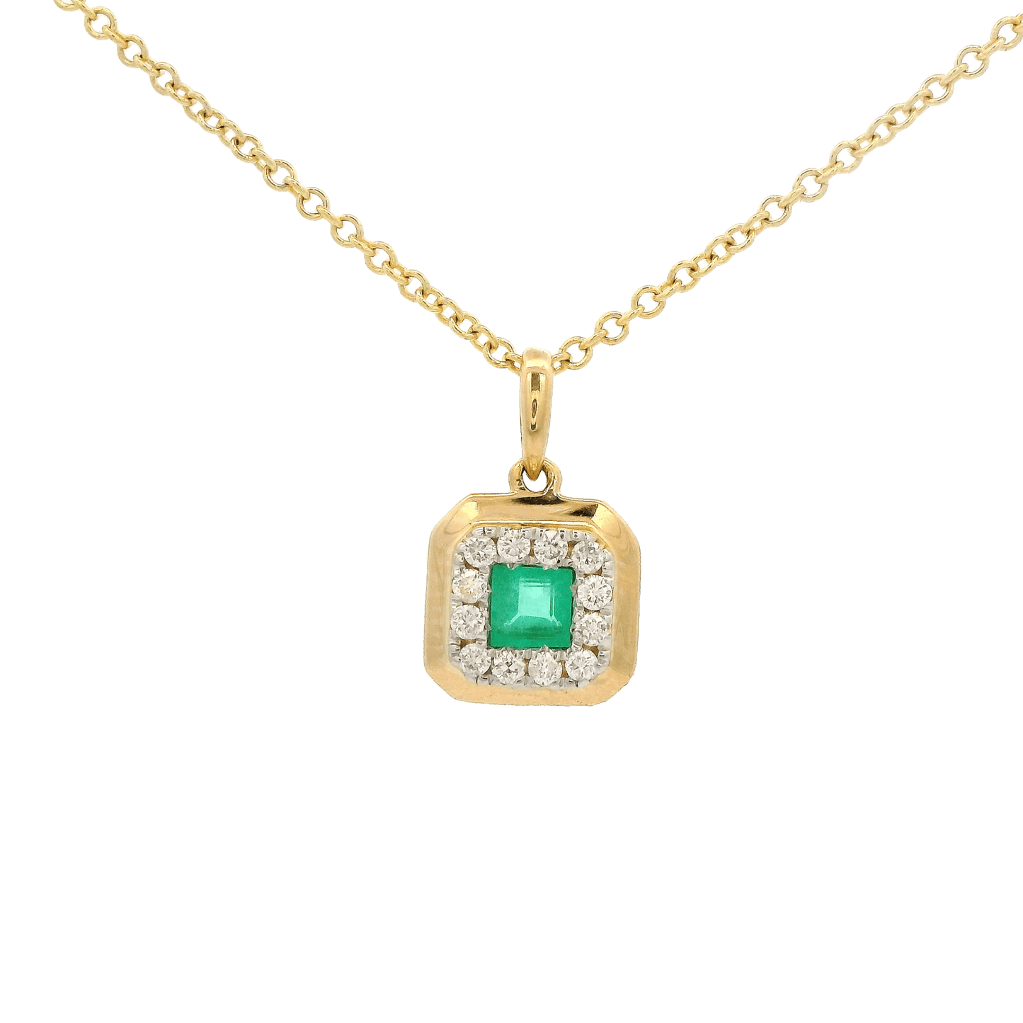 Emerald & Diamond Octagon Pendant - Forever Rox