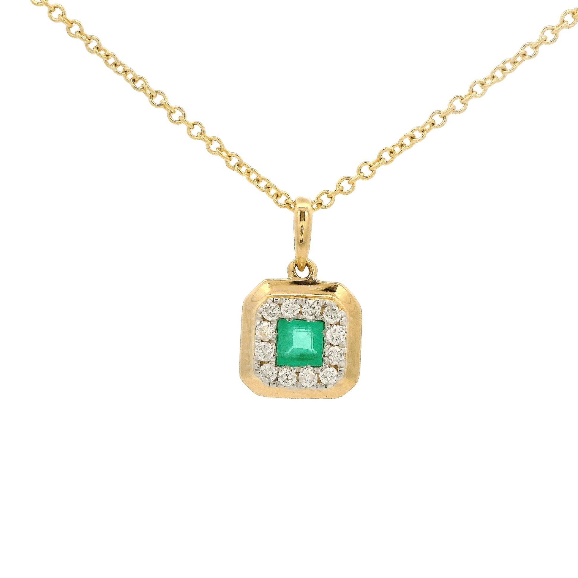 Emerald & Diamond Octagon Pendant - Forever Rox