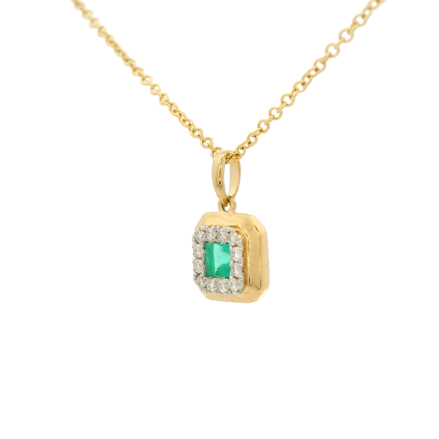Emerald & Diamond Octagon Pendant - Forever Rox