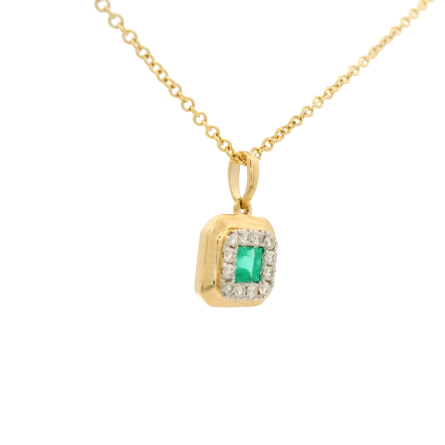 Emerald & Diamond Octagon Pendant - Forever Rox