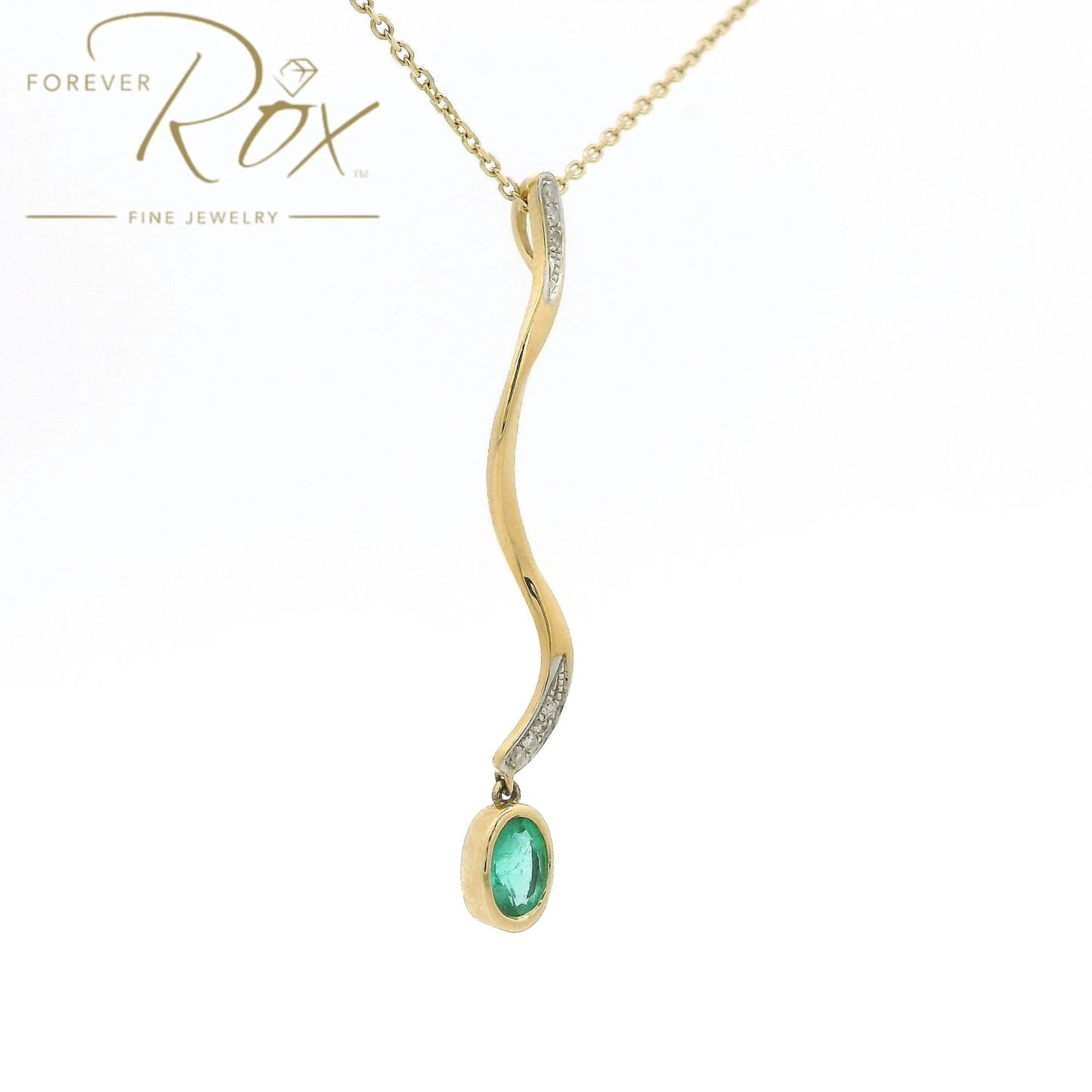 Emerald & Diamond Snake Style Pendant - Forever Rox Fine Jewelry