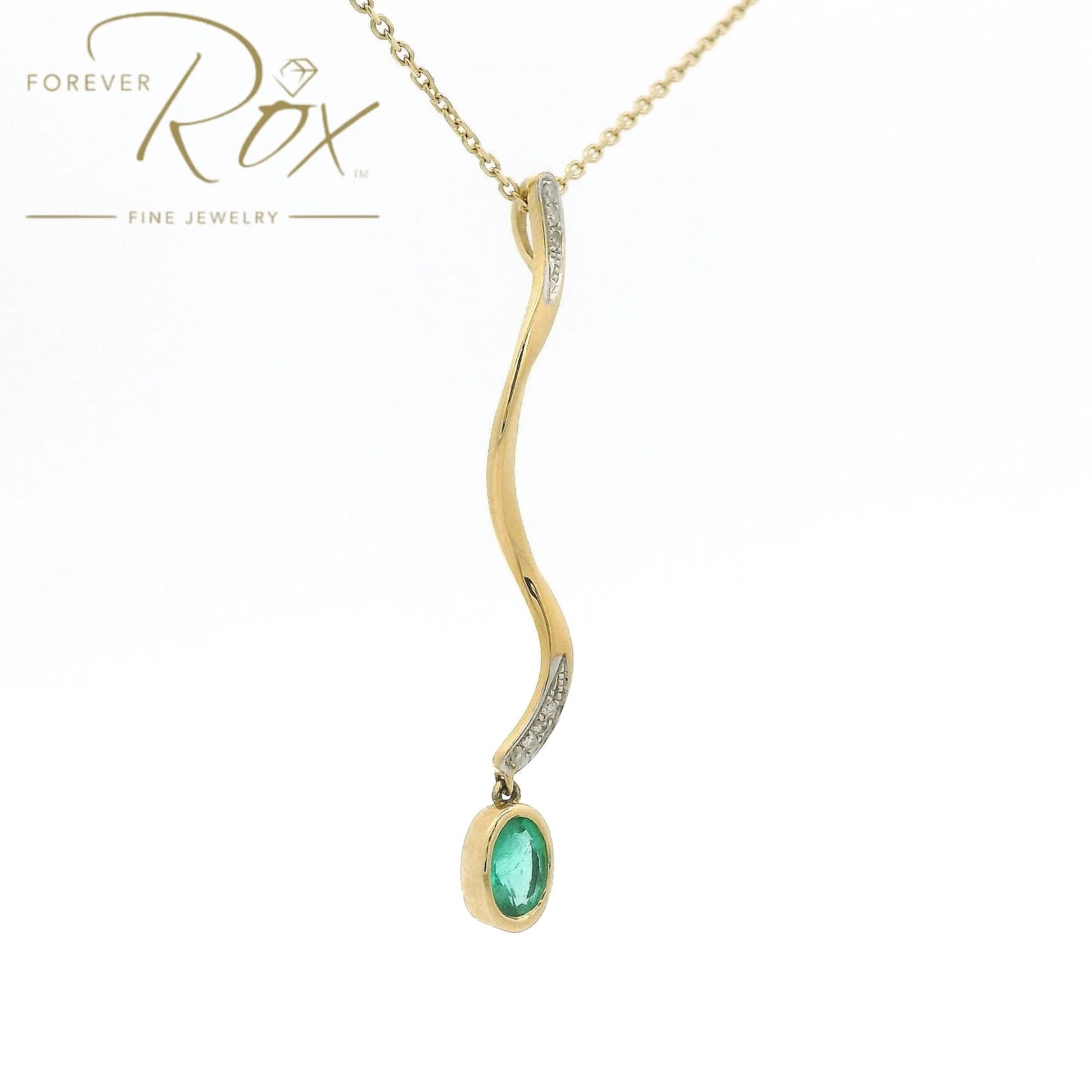 Emerald & Diamond Snake Style Pendant - Forever Rox Fine Jewelry
