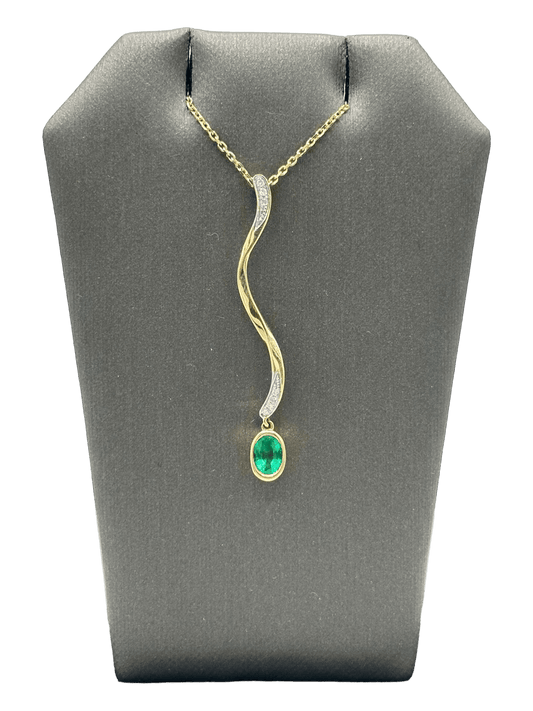Emerald & Diamond Snake Style Pendant - Forever Rox