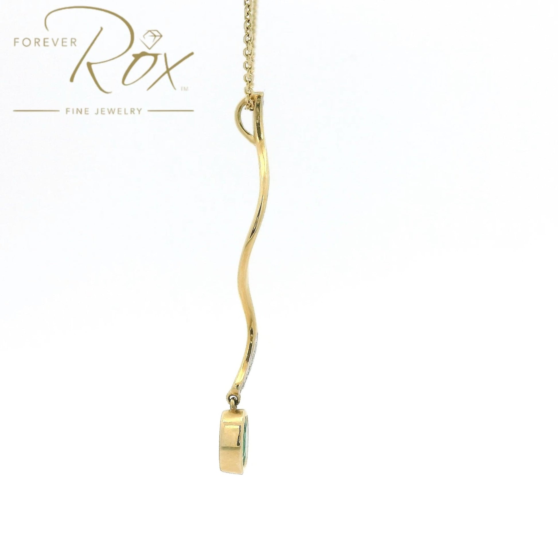 Emerald & Diamond Snake Style Pendant - Forever Rox Fine Jewelry