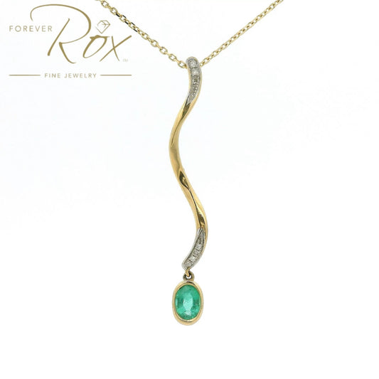 Emerald & Diamond Snake Style Pendant - Forever Rox Fine Jewelry