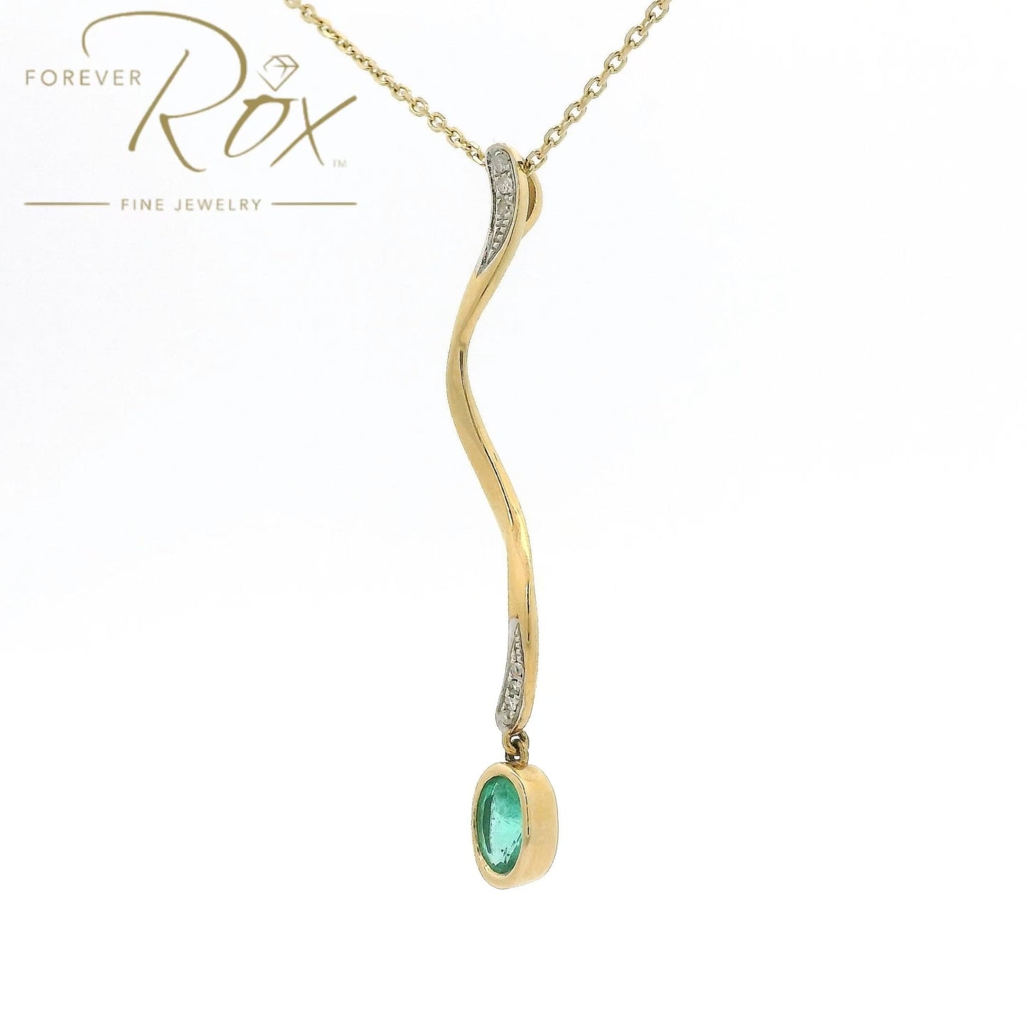 Emerald & Diamond Snake Style Pendant - Forever Rox Fine Jewelry