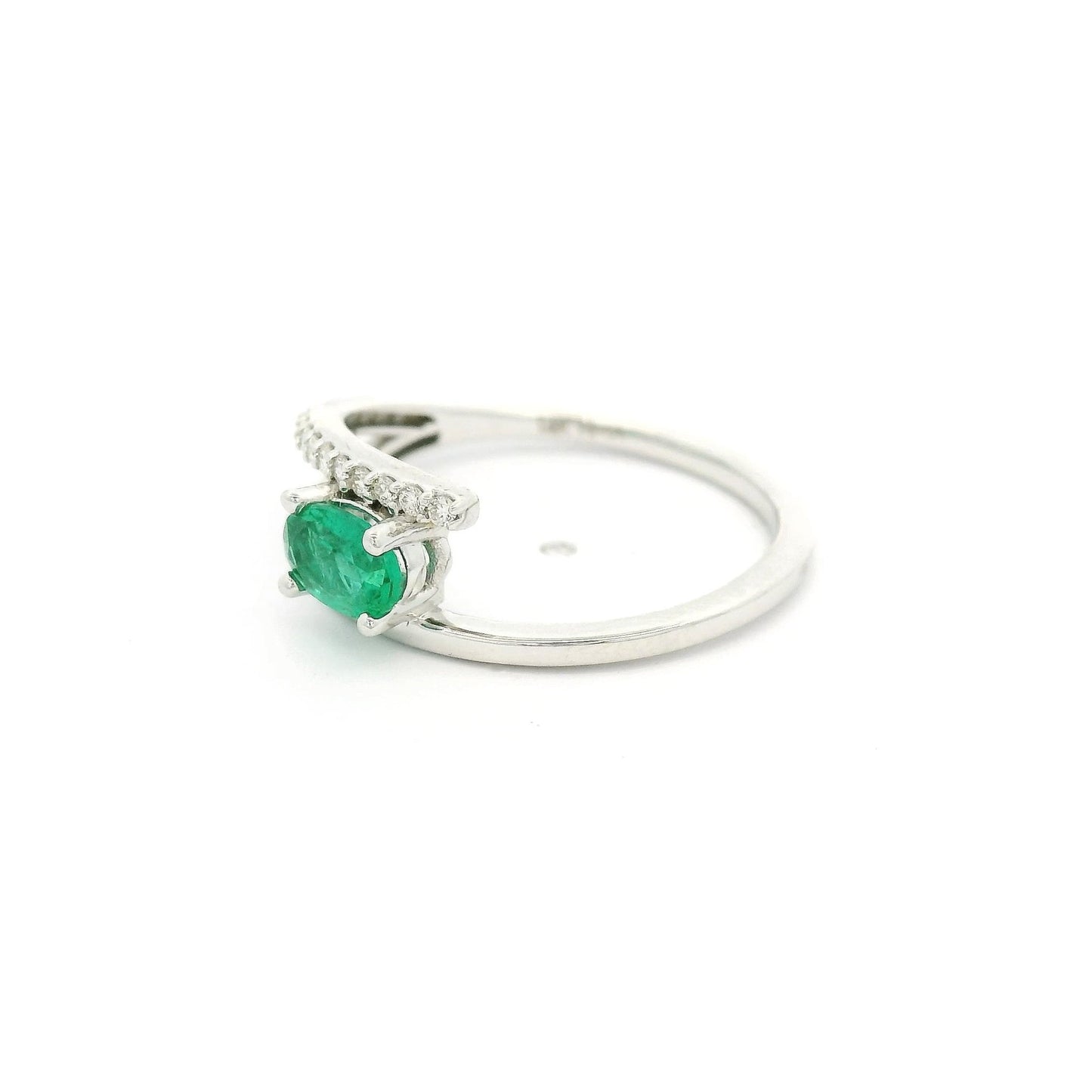 Emerald & Diamond Split Ring - Forever Rox