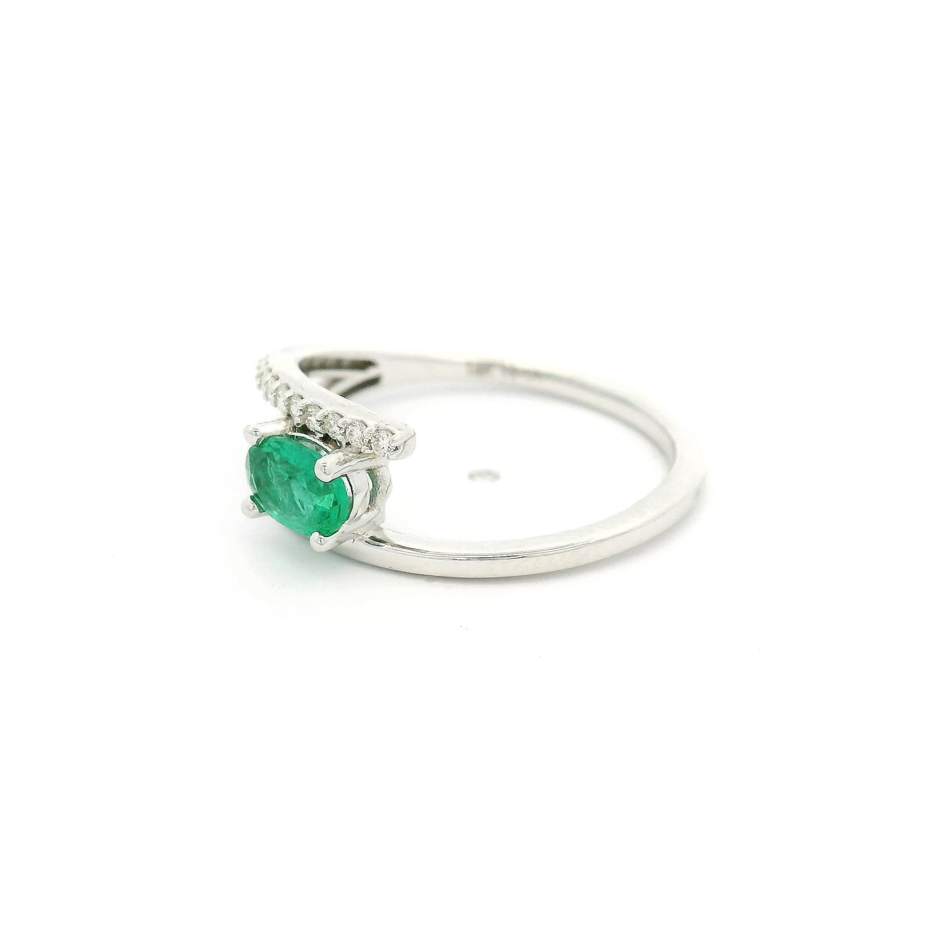 Emerald & Diamond Split Ring - Forever Rox