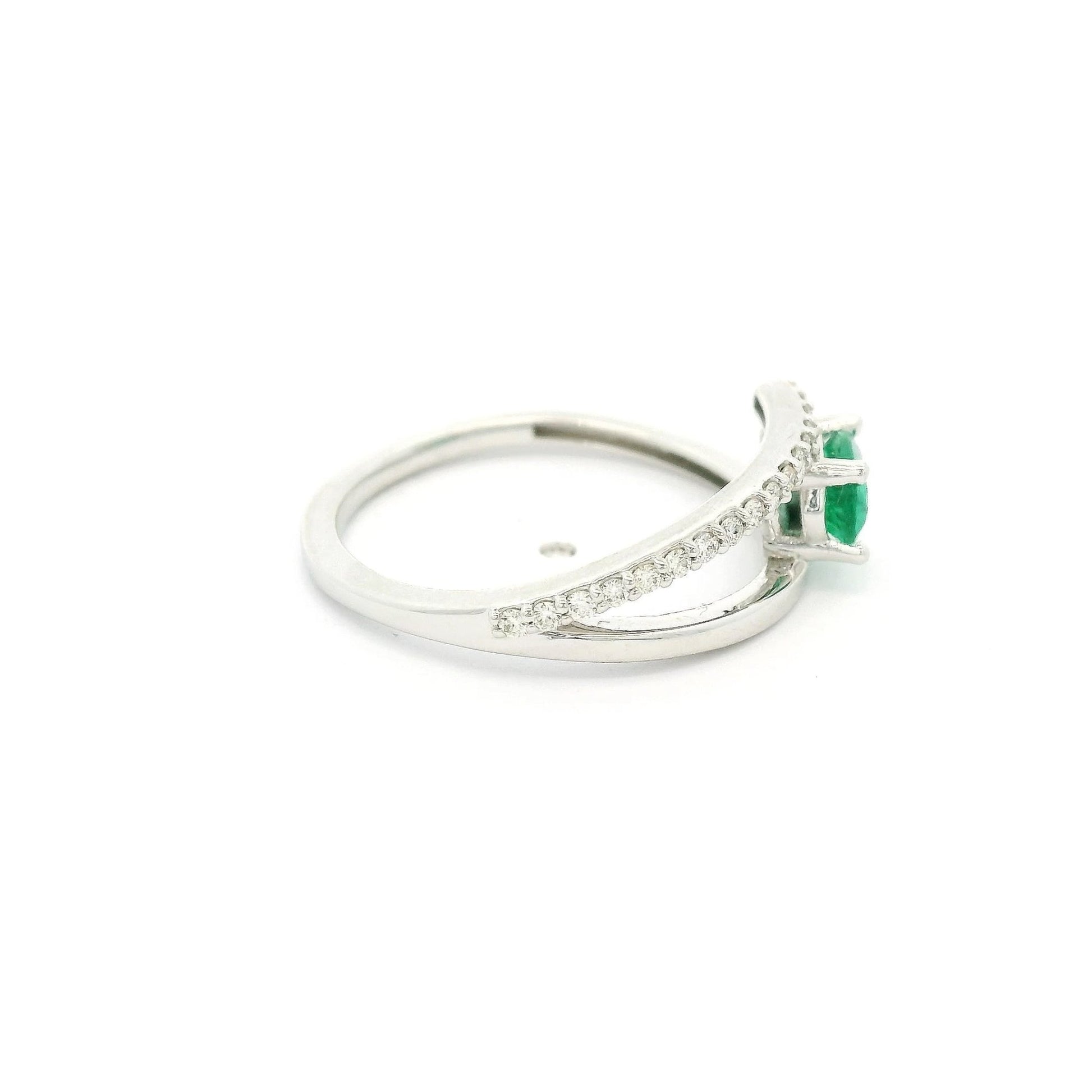 Emerald & Diamond Split Ring - Forever Rox