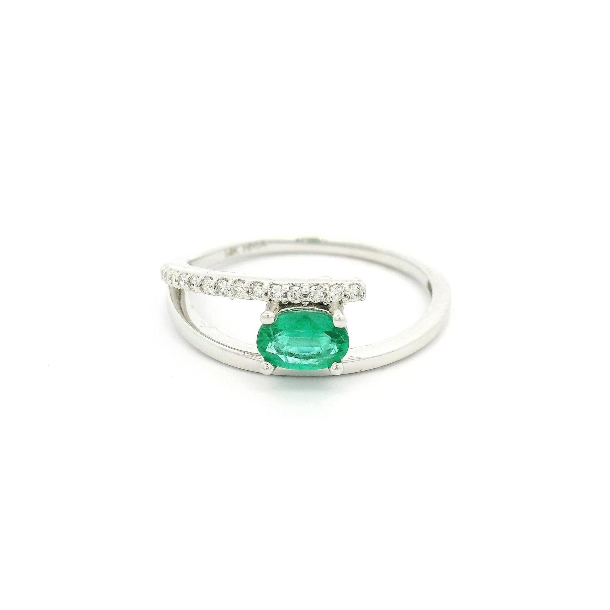 Emerald & Diamond Split Ring - Forever Rox