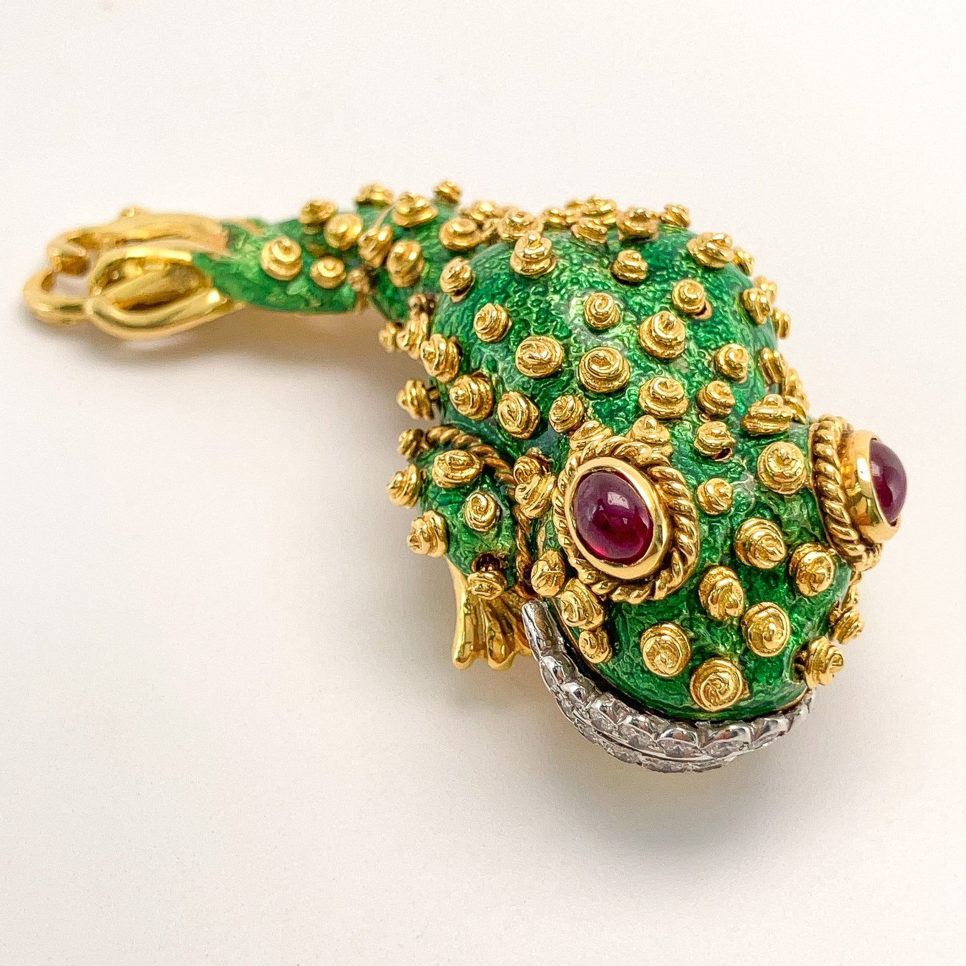 Enamel Tadpole Brooch with Rubies & Diamonds by David Webb, 18k· - Forever Rox