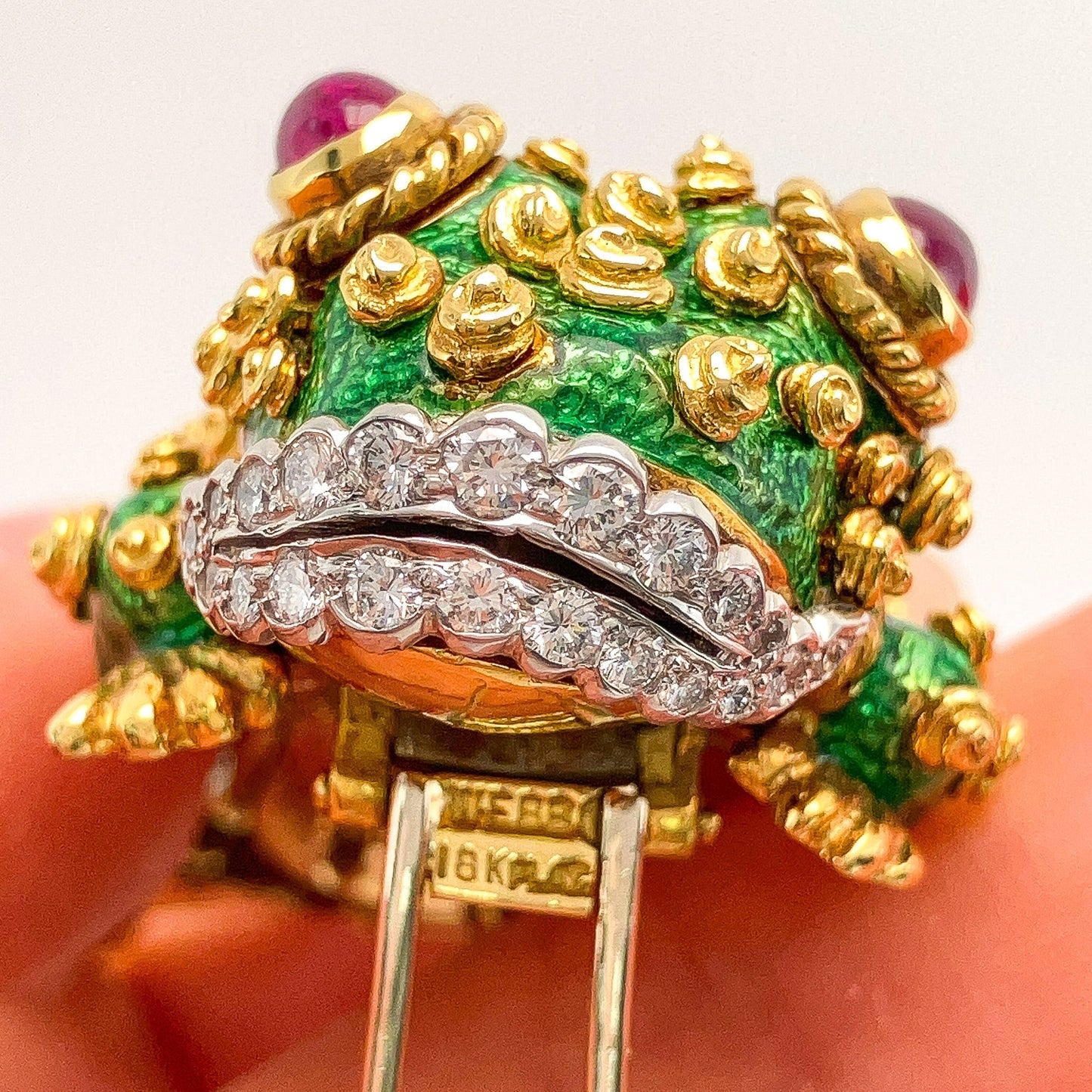 Enamel Tadpole Brooch with Rubies & Diamonds by David Webb, 18k· - Forever Rox