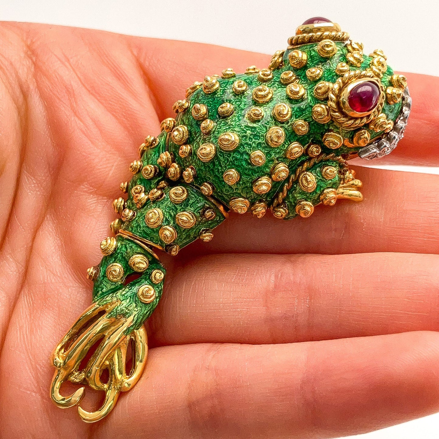 Enamel Tadpole Brooch with Rubies & Diamonds by David Webb, 18k· - Forever Rox