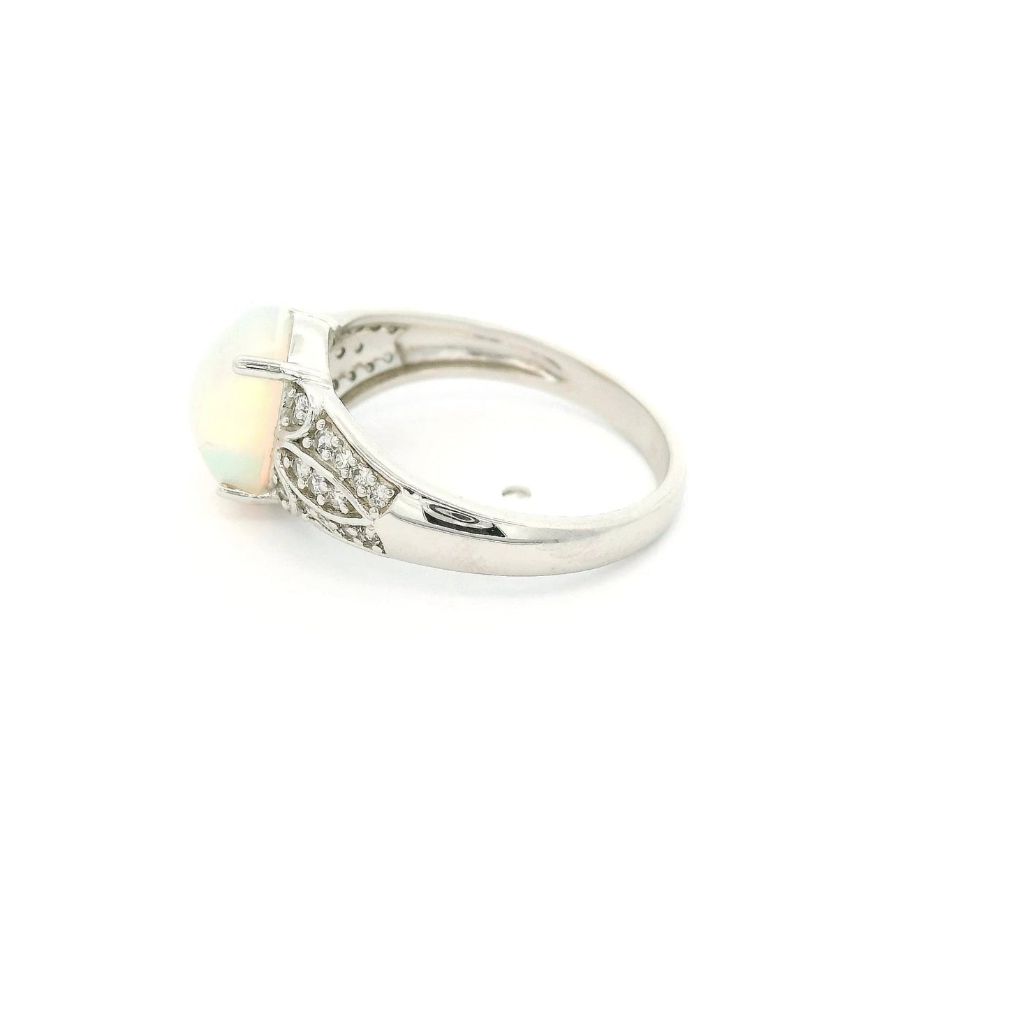 Ethiopian Opal Ring With Diamonds on Shank - Forever Rox Fine Jewelry