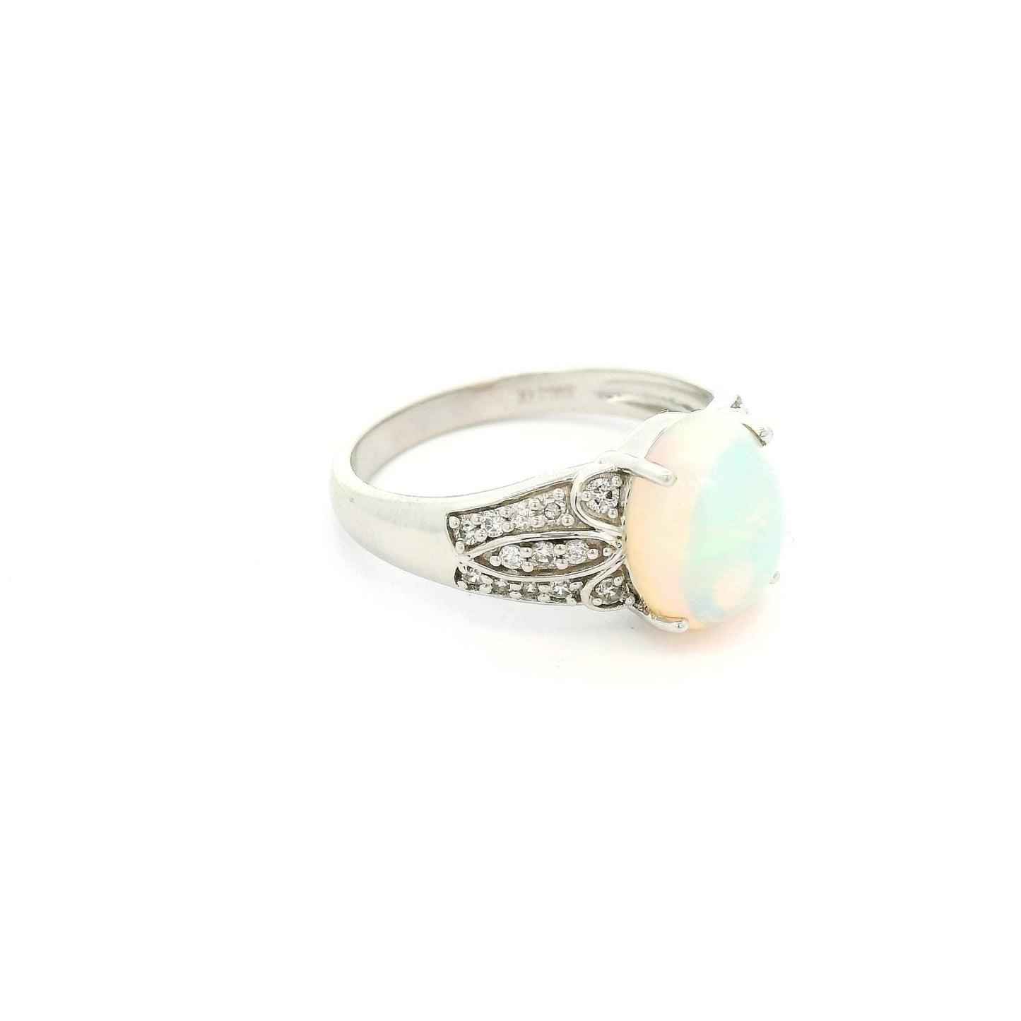 Ethiopian Opal Ring With Diamonds on Shank - Forever Rox Fine Jewelry