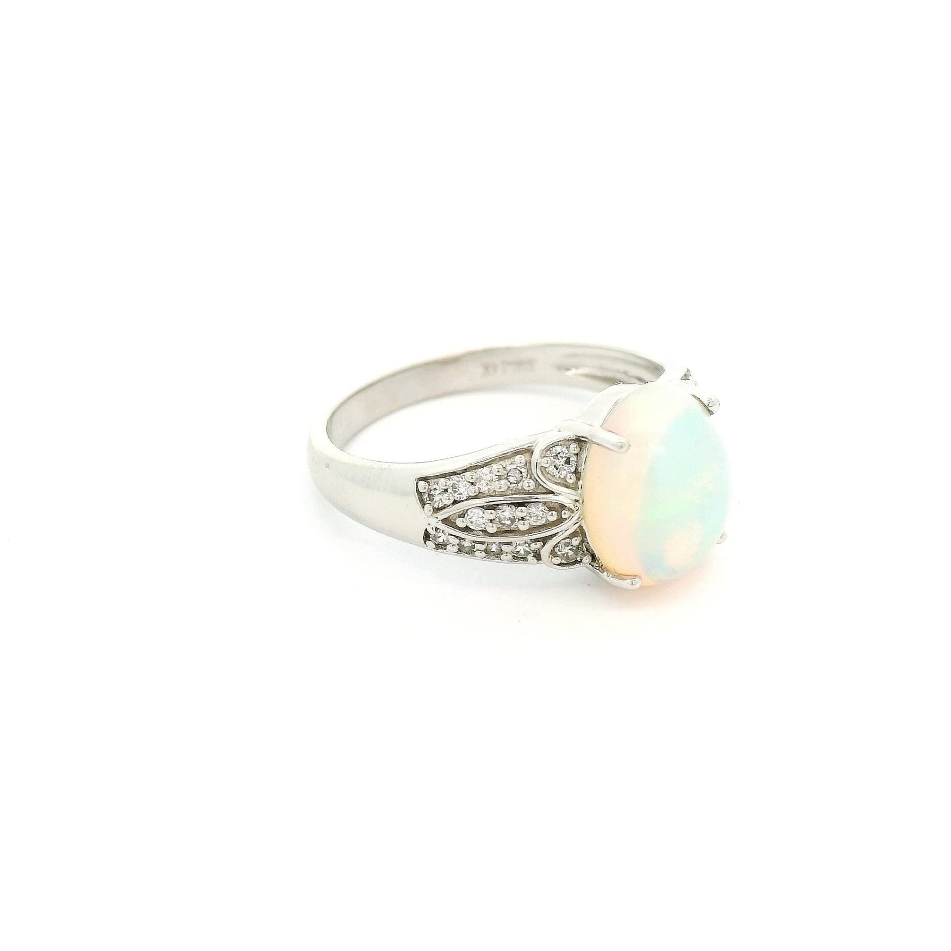 Ethiopian Opal Ring With Diamonds on Shank - Forever Rox Fine Jewelry