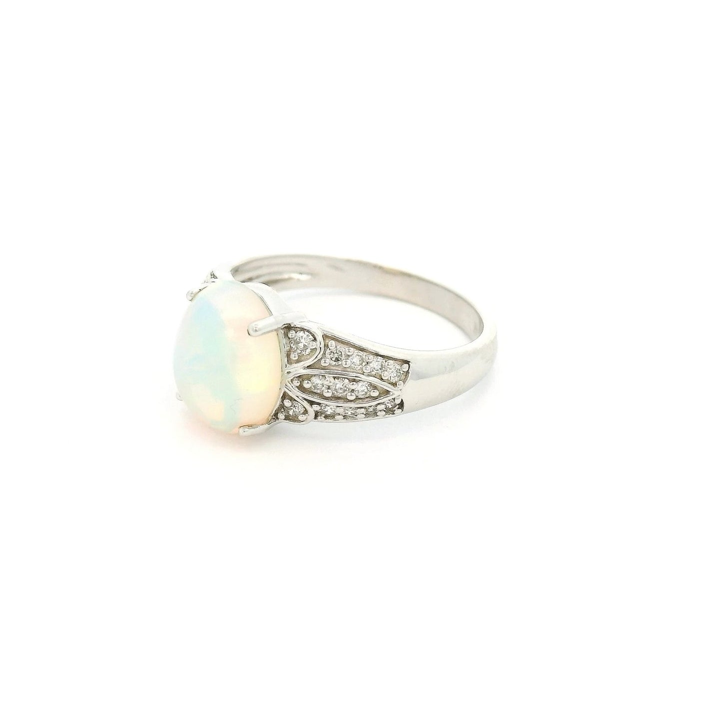 Ethiopian Opal Ring With Diamonds on Shank - Forever Rox Fine Jewelry