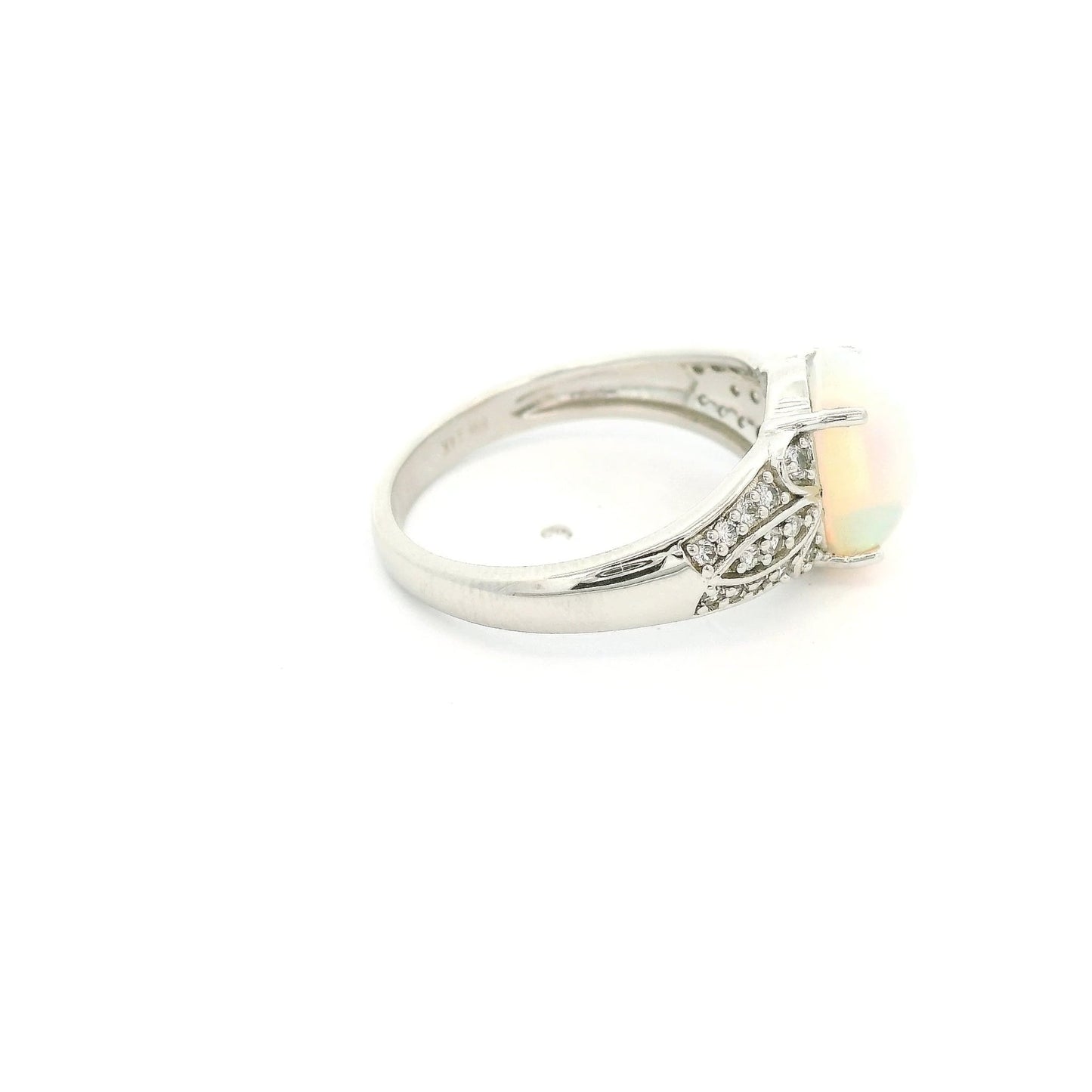 Ethiopian Opal Ring With Diamonds on Shank - Forever Rox Fine Jewelry