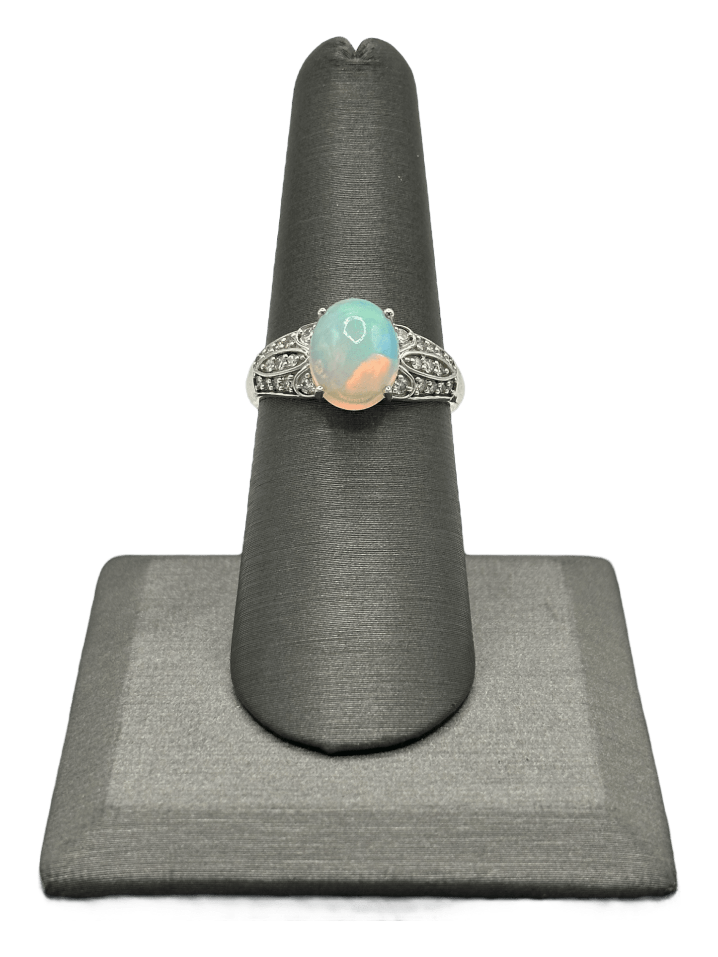 Ethiopian Opal Ring With Diamonds on Shank - Forever Rox