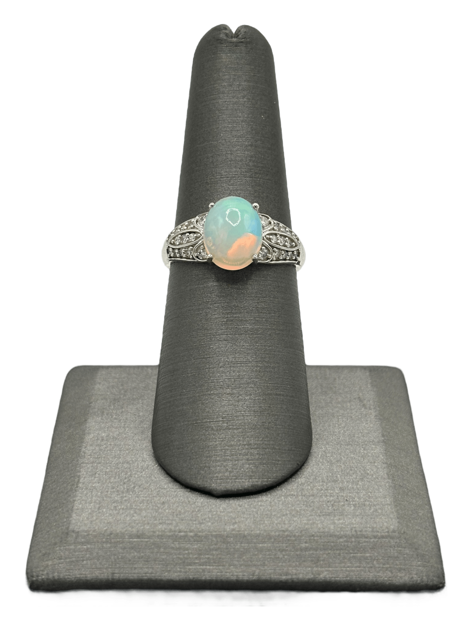 Ethiopian Opal Ring With Diamonds on Shank - Forever Rox