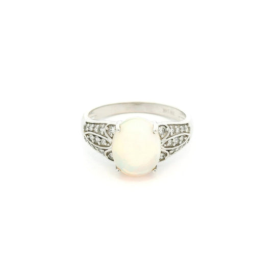 Ethiopian Opal Ring With Diamonds on Shank - Forever Rox Fine Jewelry