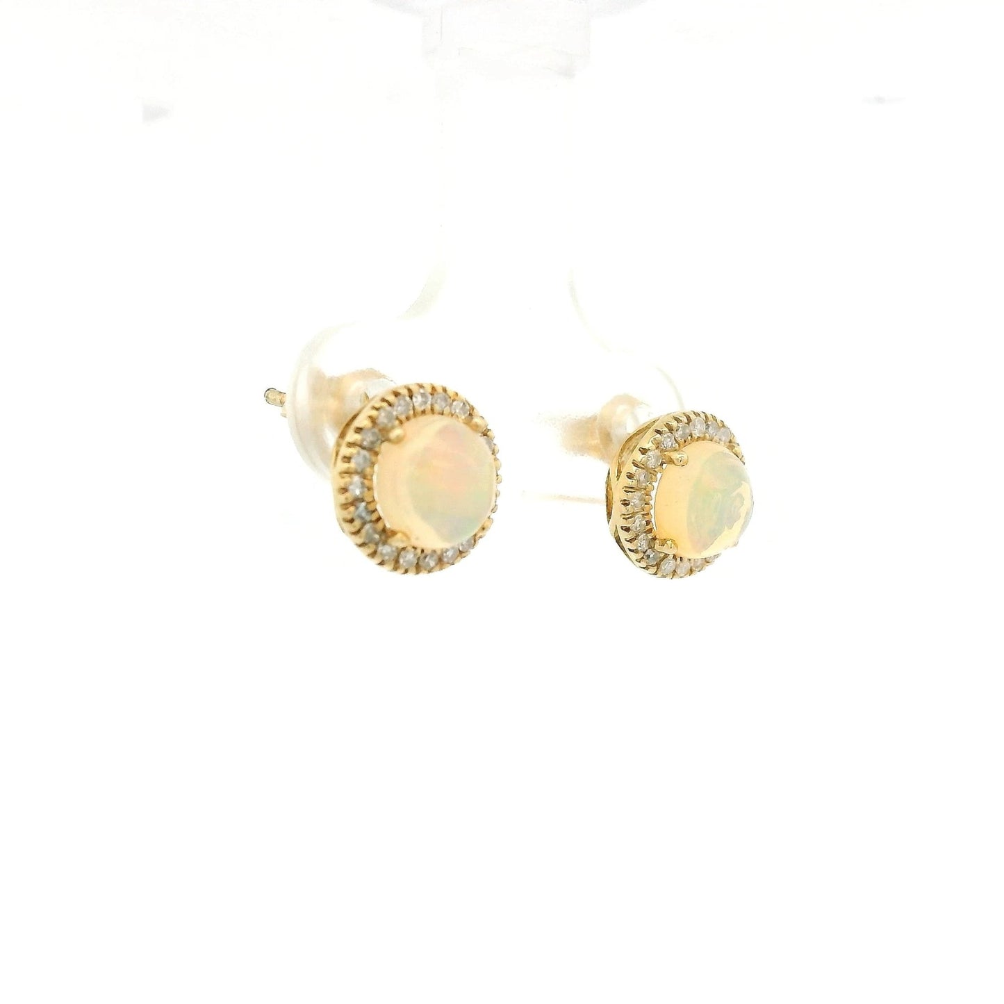 Ethiopian Opal Studs With Diamond Halo - Forever Rox Fine Jewelry