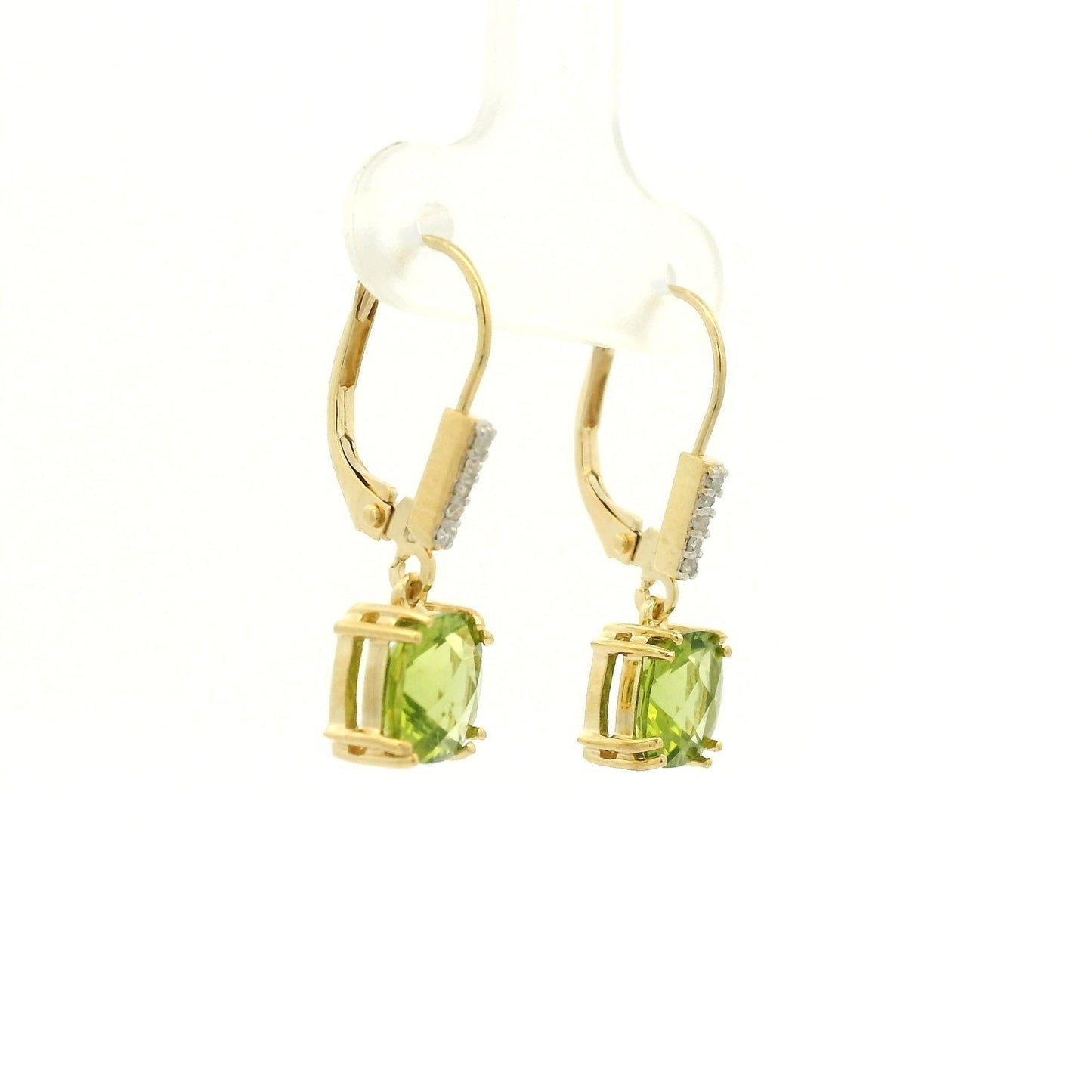 Fancy Cushion Cut Peridot & Diamond Dangles - Forever Rox Fine Jewelry