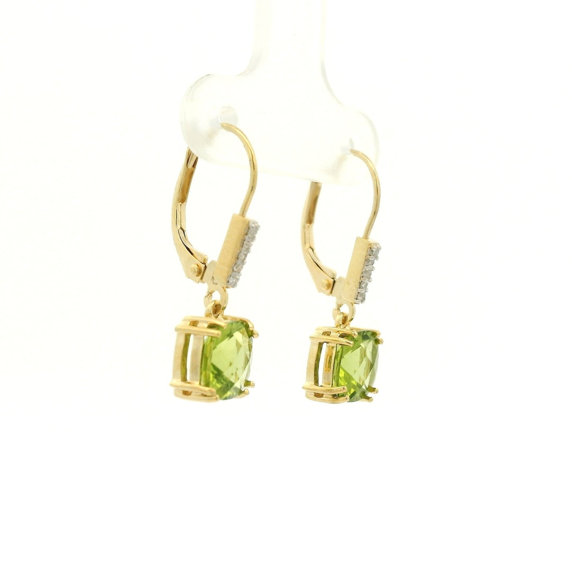 Fancy Cushion Cut Peridot & Diamond Dangles - Forever Rox Fine Jewelry
