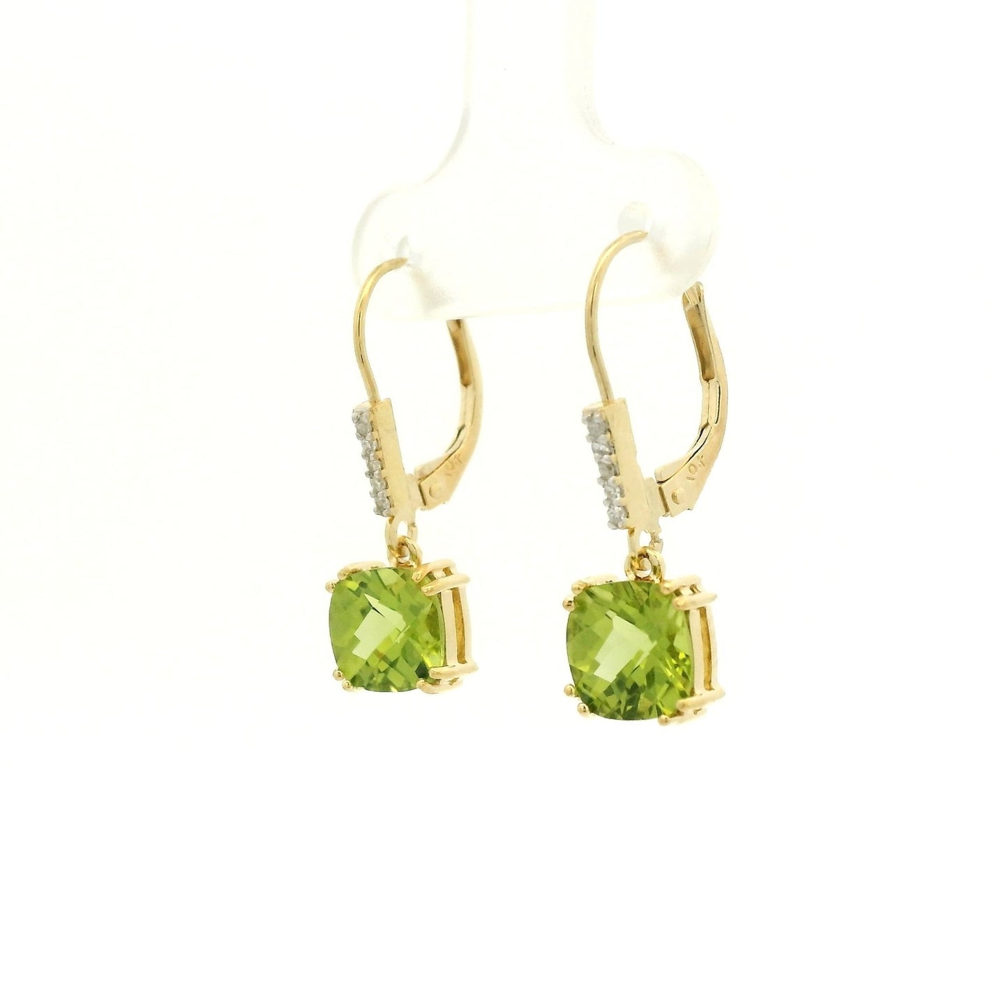 Fancy Cushion Cut Peridot & Diamond Dangles - Forever Rox Fine Jewelry
