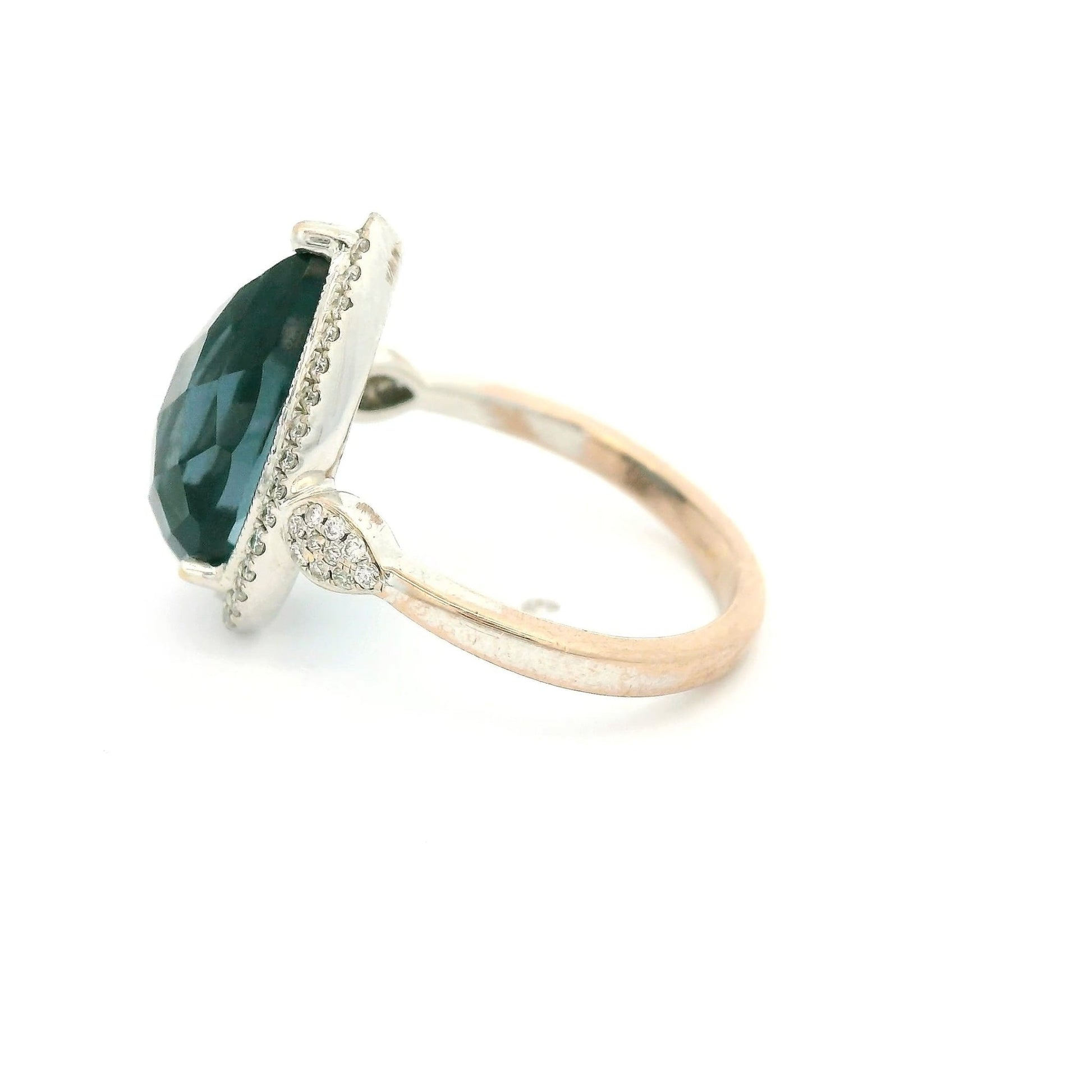 Fancy Cut Pear Shape Long Blue Topaz & Diamond Ring - Forever Rox