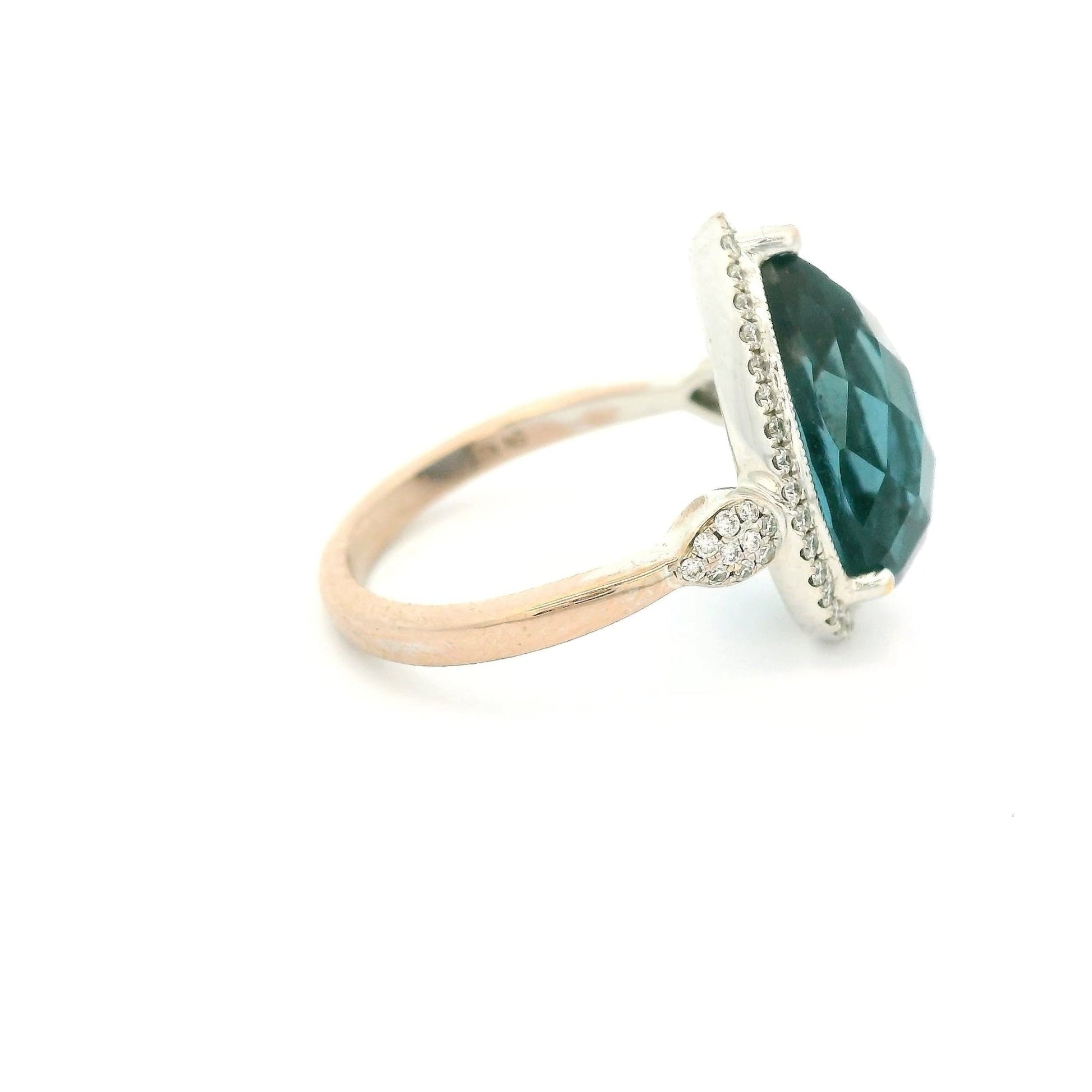 Fancy Cut Pear Shape Long Blue Topaz & Diamond Ring - Forever Rox