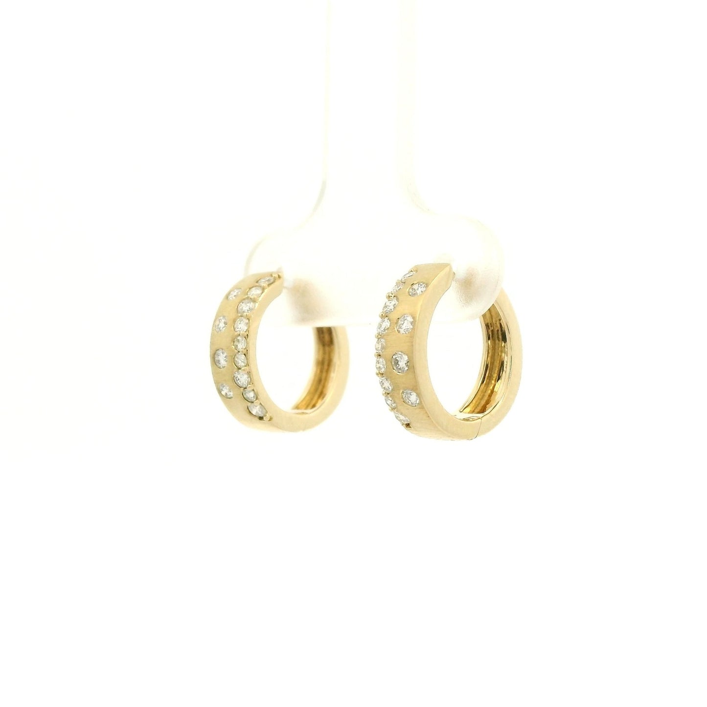 Flush Set Mixed Size Diamond Huggie Hoops - Forever Rox Fine Jewelry