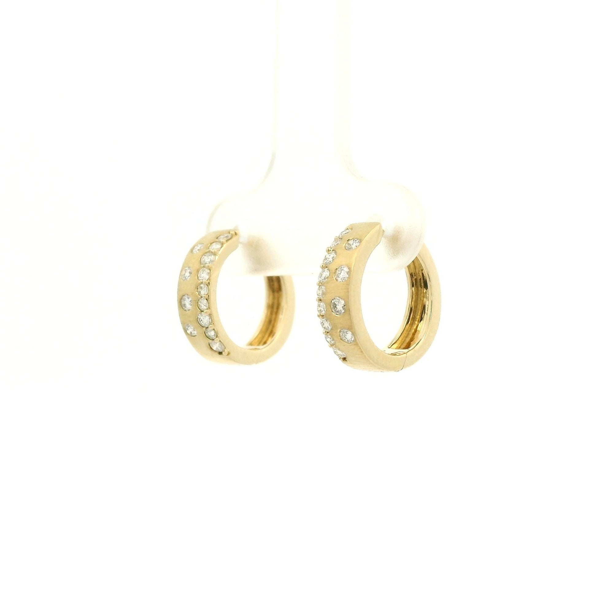 Flush Set Mixed Size Diamond Huggie Hoops - Forever Rox Fine Jewelry