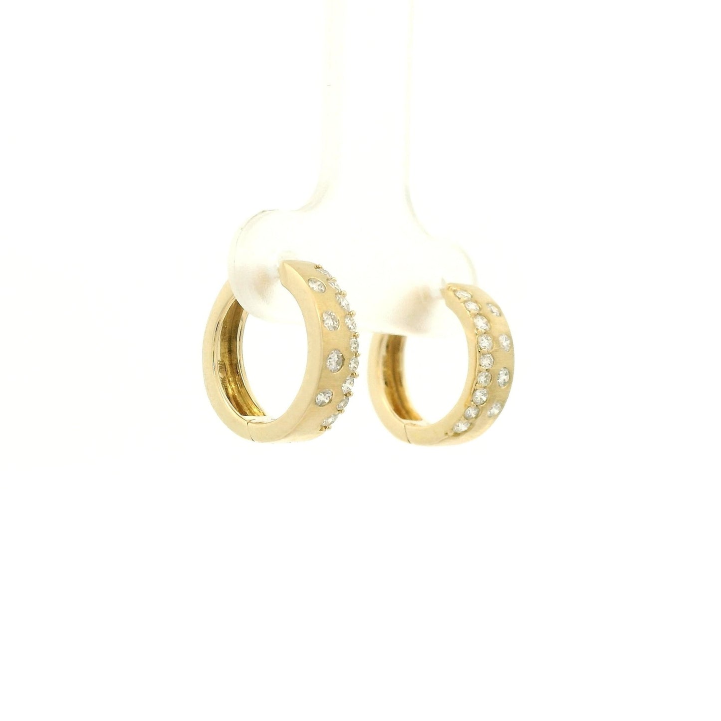Flush Set Mixed Size Diamond Huggie Hoops - Forever Rox Fine Jewelry