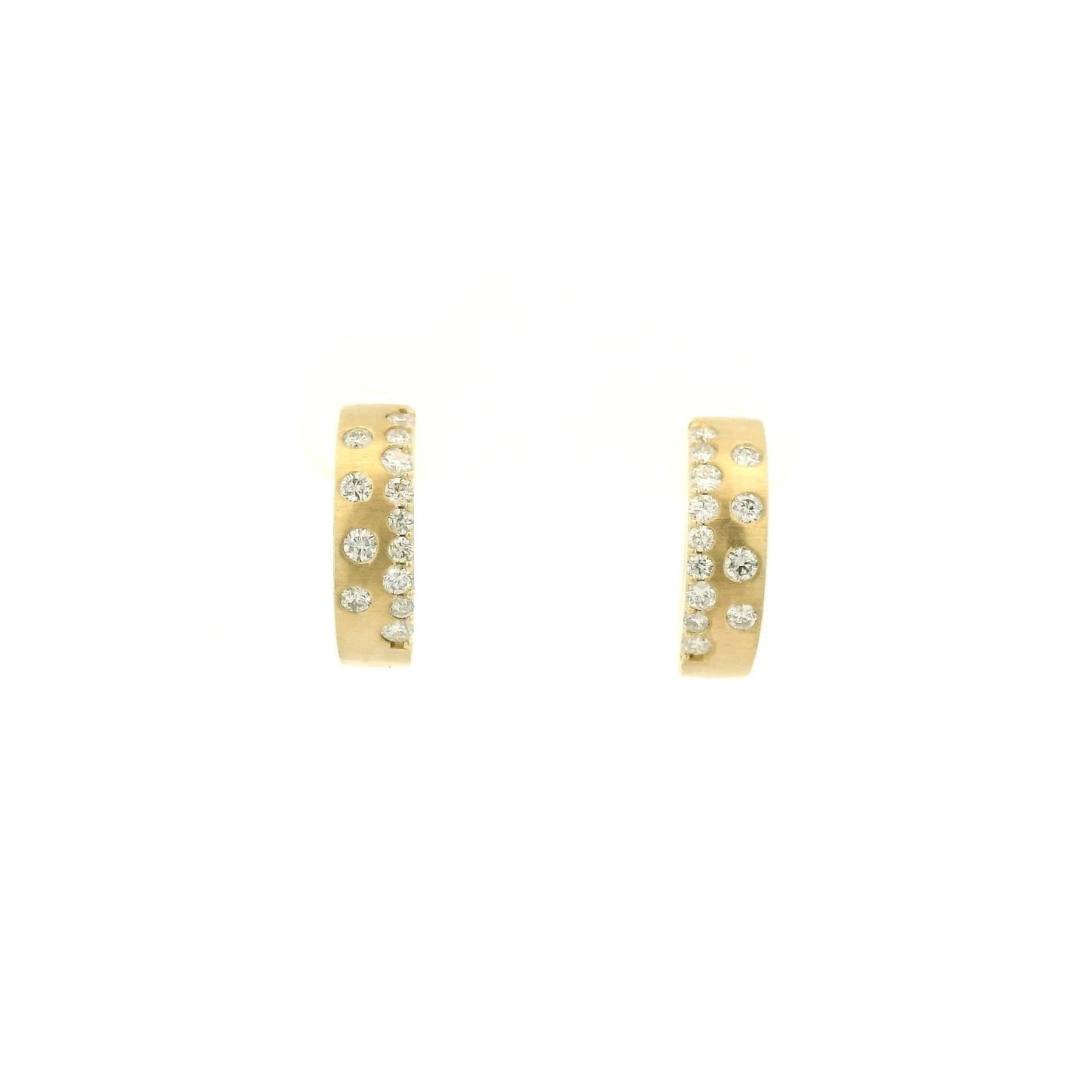 Flush Set Mixed Size Diamond Huggie Hoops - Forever Rox Fine Jewelry