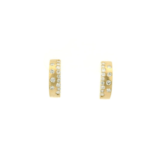 Flush Set Mixed Size Diamond Huggie Hoops - Forever Rox Fine Jewelry