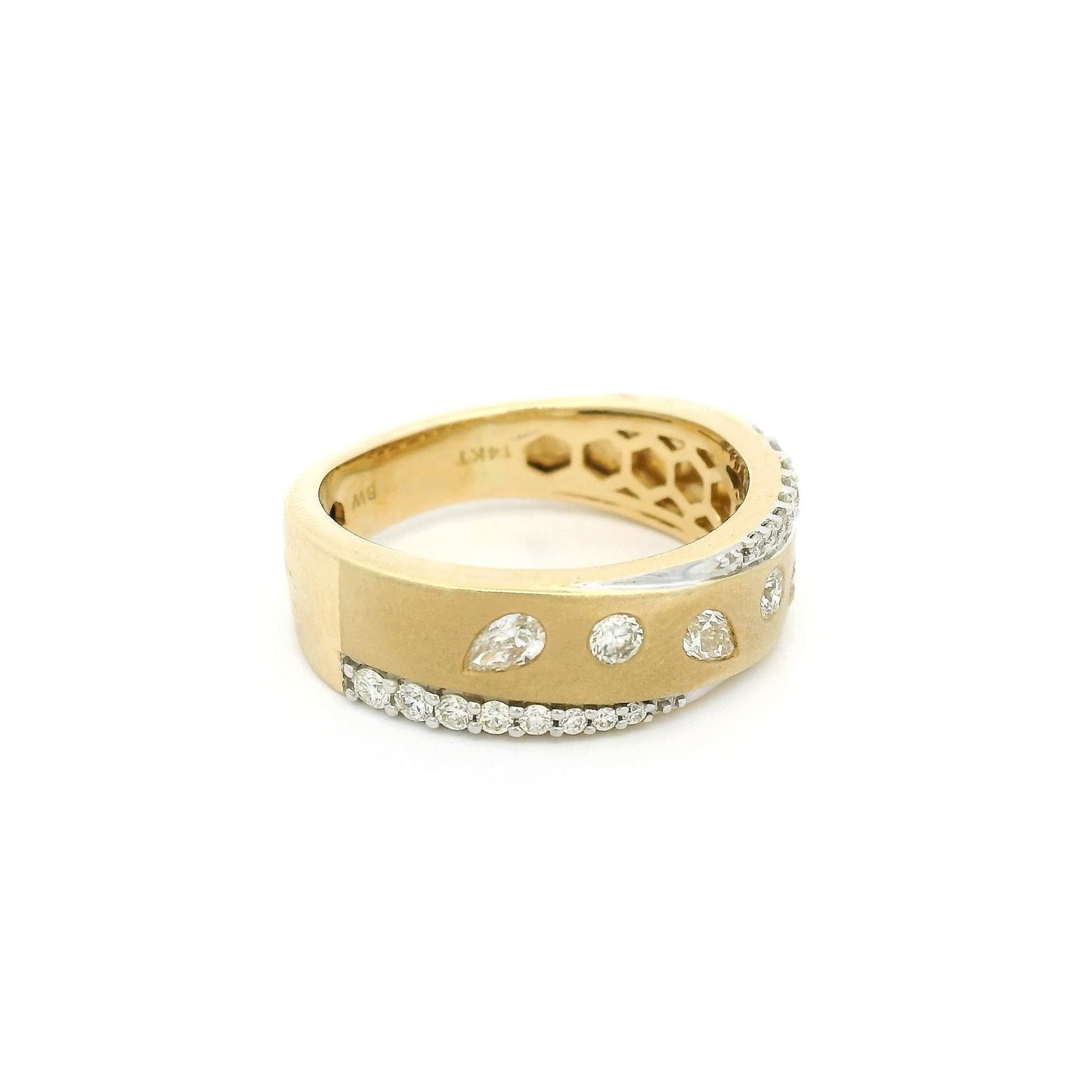 Flush Set Pear & Round Cut Diamond Ring - Forever Rox