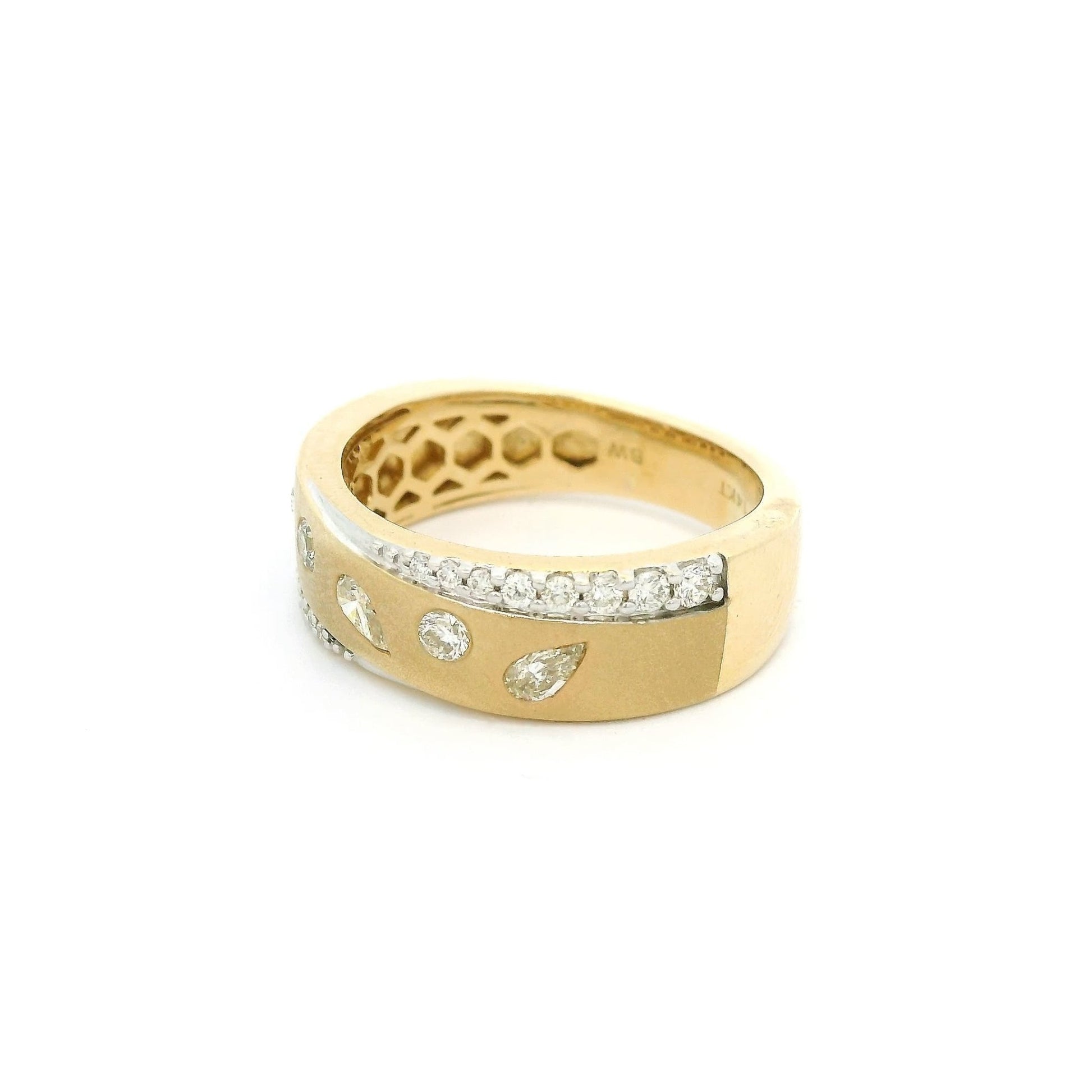 Flush Set Pear & Round Cut Diamond Ring - Forever Rox