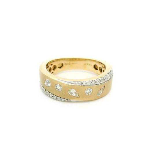 Flush Set Pear & Round Cut Diamond Ring - Forever Rox