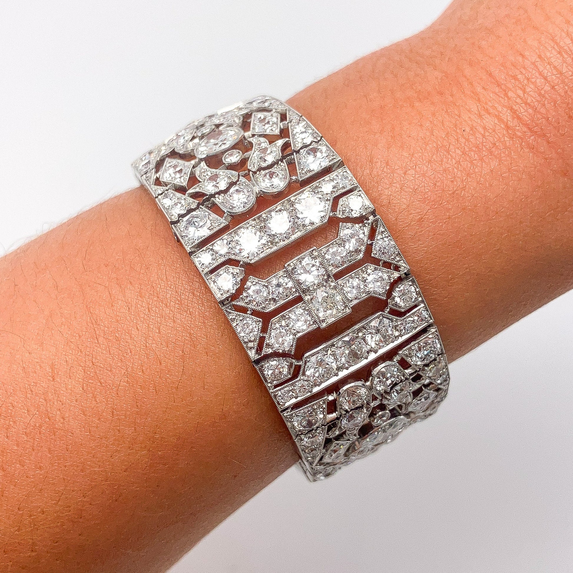French Art Deco Diamond Openwork Bracelet, Platinum - Forever Rox Fine Jewelry
