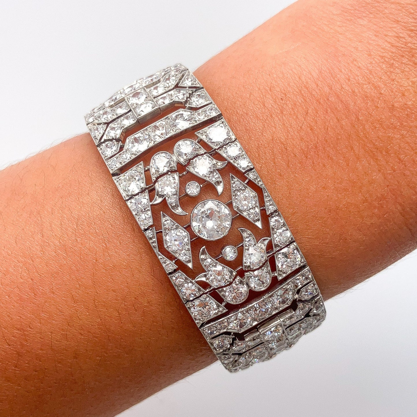 French Art Deco Diamond Openwork Bracelet, Platinum - Forever Rox Fine Jewelry