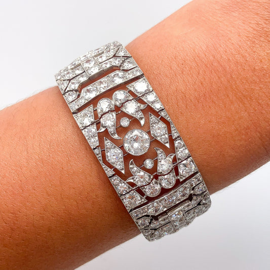 French Art Deco Diamond Openwork Bracelet, Platinum - Forever Rox Fine Jewelry