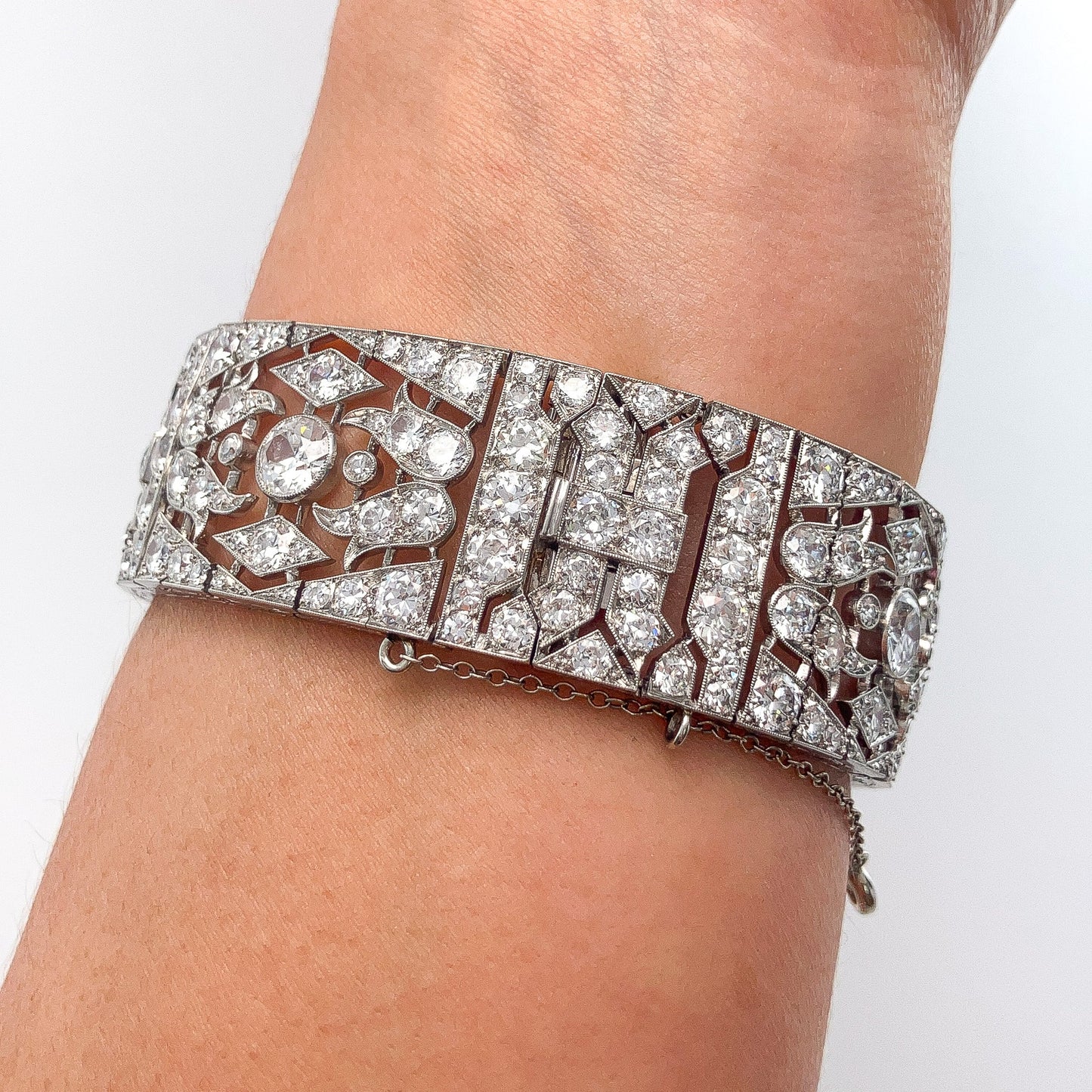 French Art Deco Diamond Openwork Bracelet, Platinum - Forever Rox Fine Jewelry
