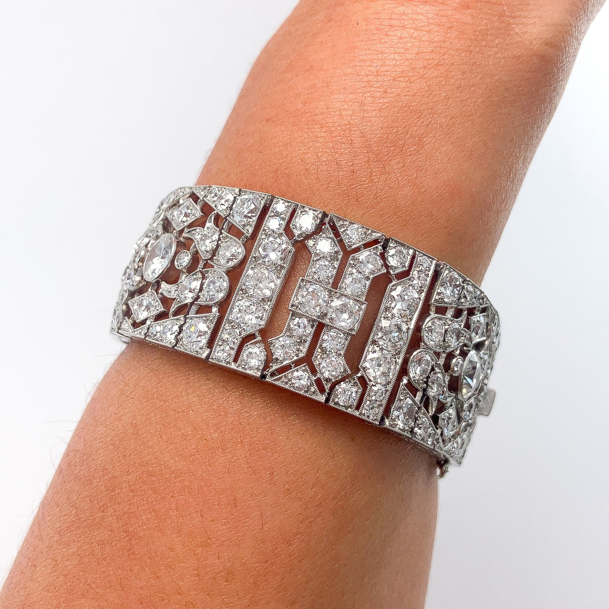 French Art Deco Diamond Openwork Bracelet, Platinum - Forever Rox Fine Jewelry