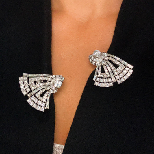 French Vintage Diamond Dress Clips, Platinum º - Forever Rox