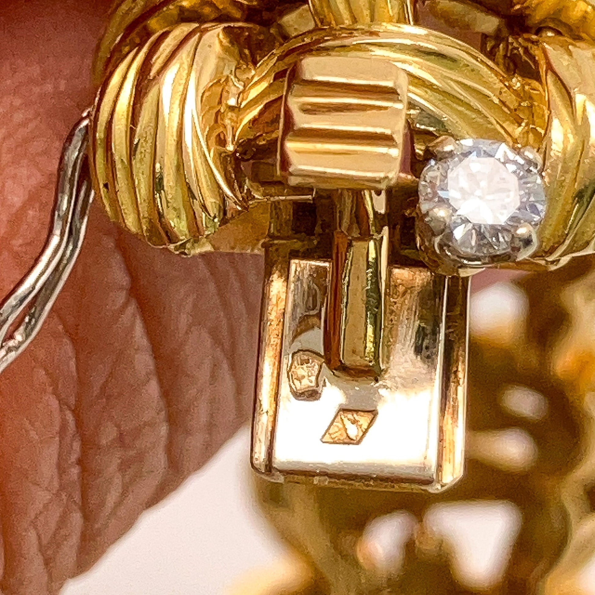 French Vintage Textured Basketweave Bracelet with Diamonds, 18k º - Forever Rox